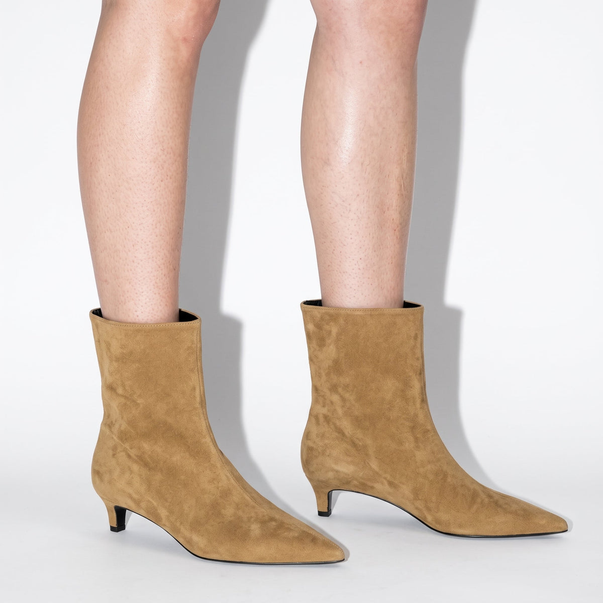 Alice - Women's Pointed Toe Kitten Heel Ankle Boots - Boots - Khaki - Davies & Cooper