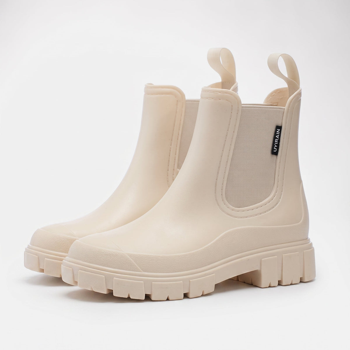 Alice - Women's Waterproof Chunky Sole Chelsea Boots - Boots - Beige - Davies & Cooper