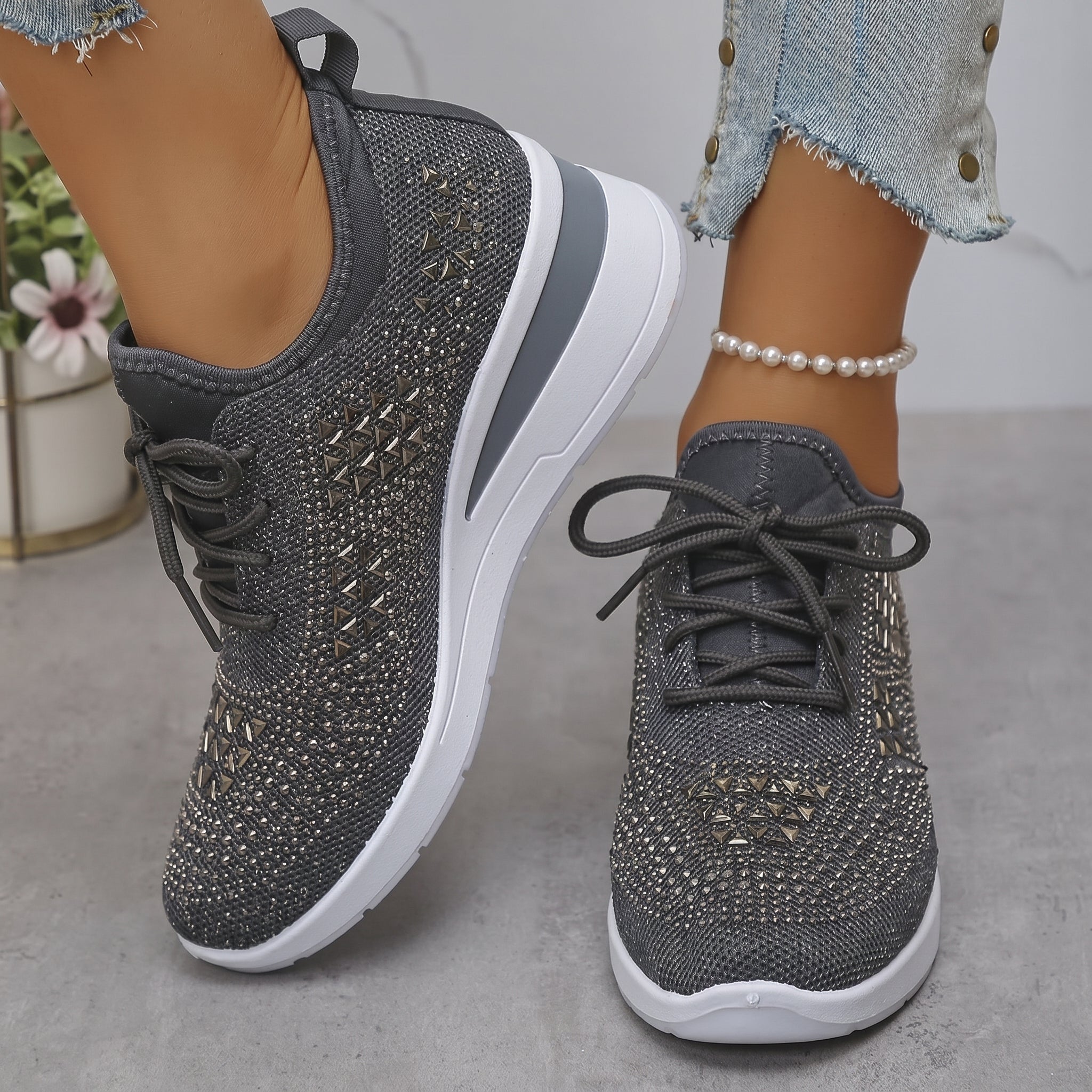 Amber - Women's Breathable Low-Top Platform Trainers - Trainers - Navy Blue - Davies & Cooper