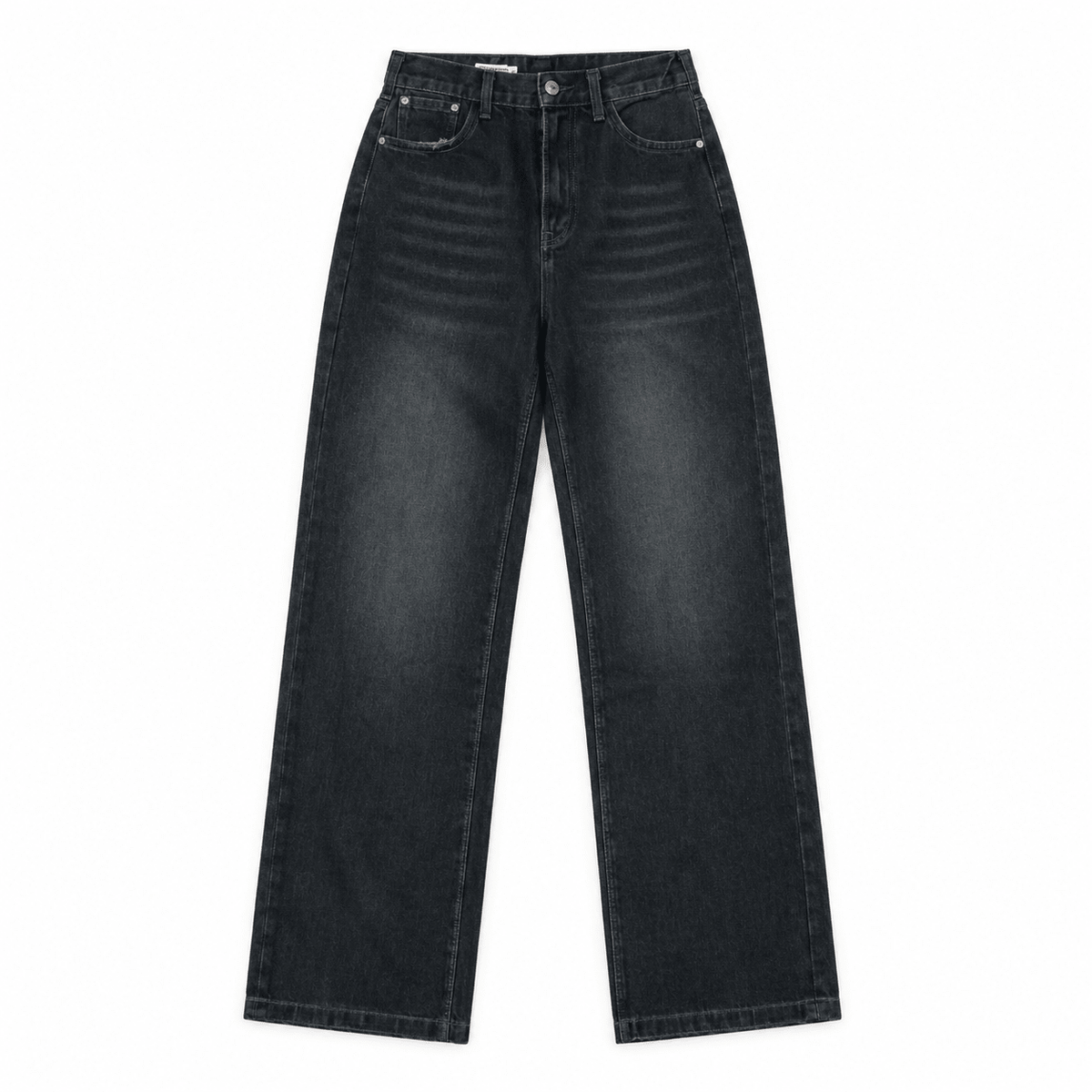 Amelia - Women's High-Waisted Wide-Leg Baggy Jeans with Dark Vintage Wash - Jeans - Black - Davies & Cooper