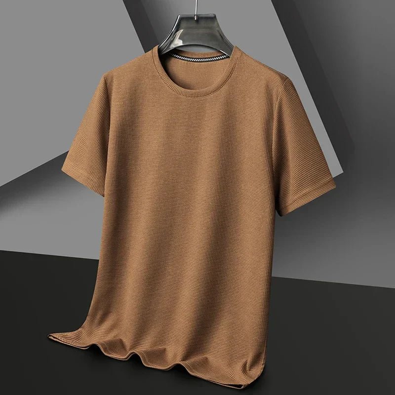 Arthur - Men's Relaxed Fit Texture Crew Neck T-Shirt - T-Shirt - Brown - Davies & Cooper