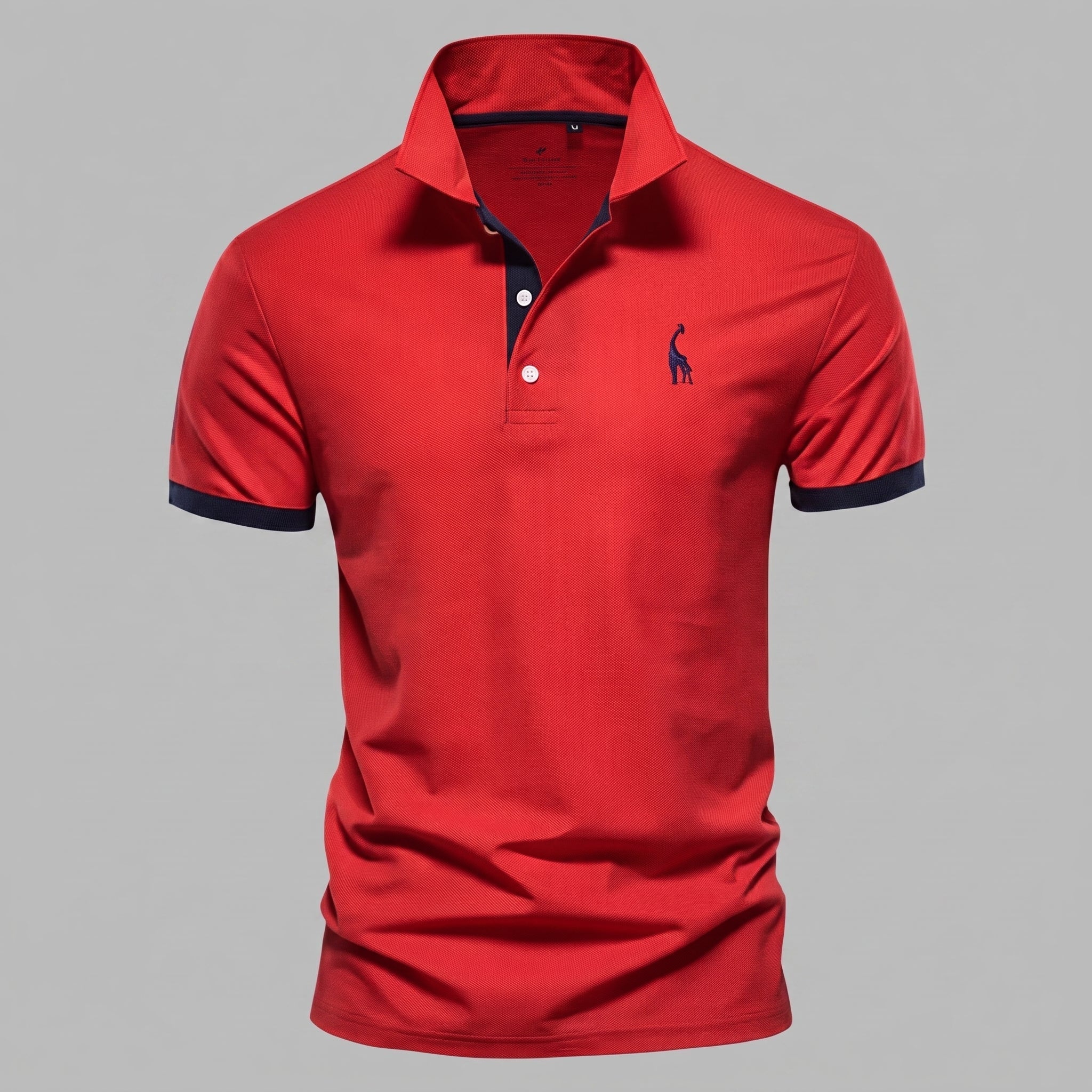 Arthur - Men's Short Sleeve Polo Shirt with Contrast Trim - Polo Shirts - Red - Davies & Cooper