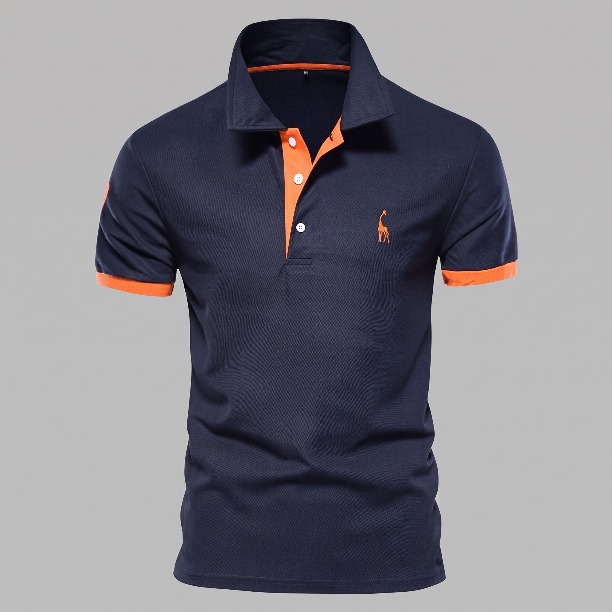 Arthur - Men's Short Sleeve Polo Shirt with Contrast Trim - Polo Shirts - Navy Blue - Davies & Cooper
