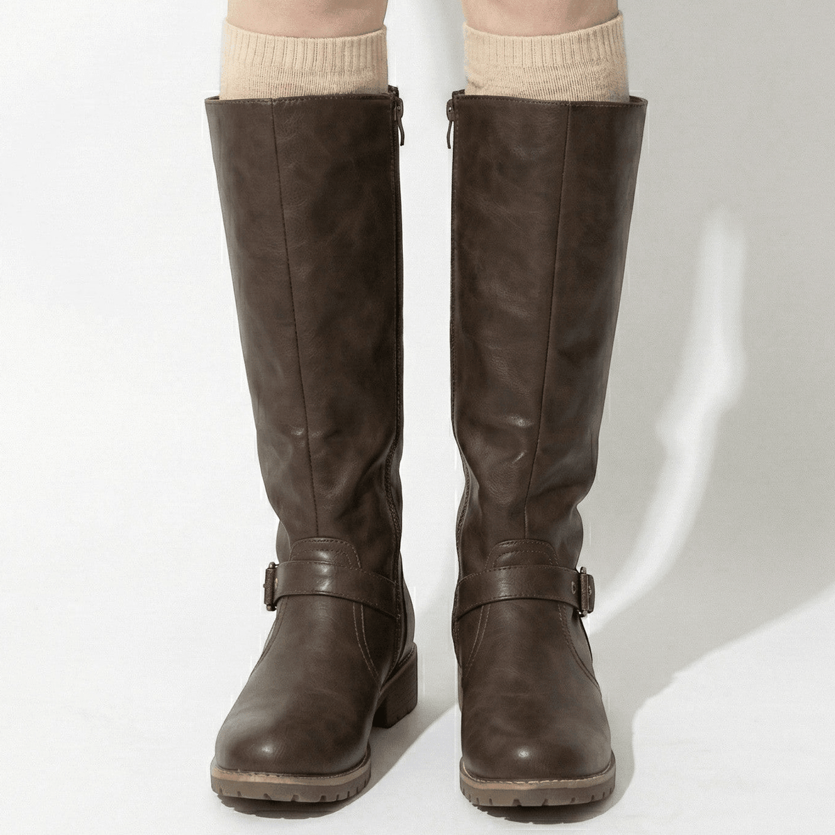 Aurela – Women’s Leather Supportive Knee-High Boots - Leather Boots - Coffee - Davies & Cooper