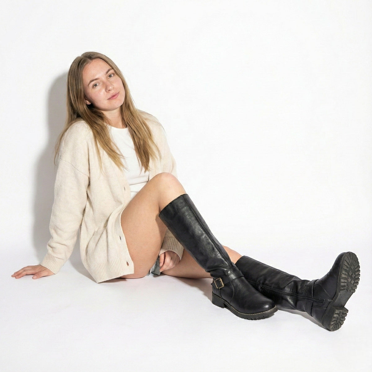 Aurela – Women’s Leather Supportive Knee-High Boots - Leather Boots - Black - Davies & Cooper