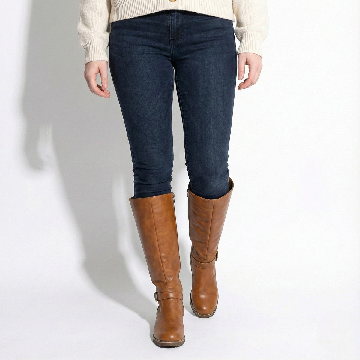 Aurela – Women’s Leather Supportive Knee-High Boots - Leather Boots - Light Brown - Davies & Cooper