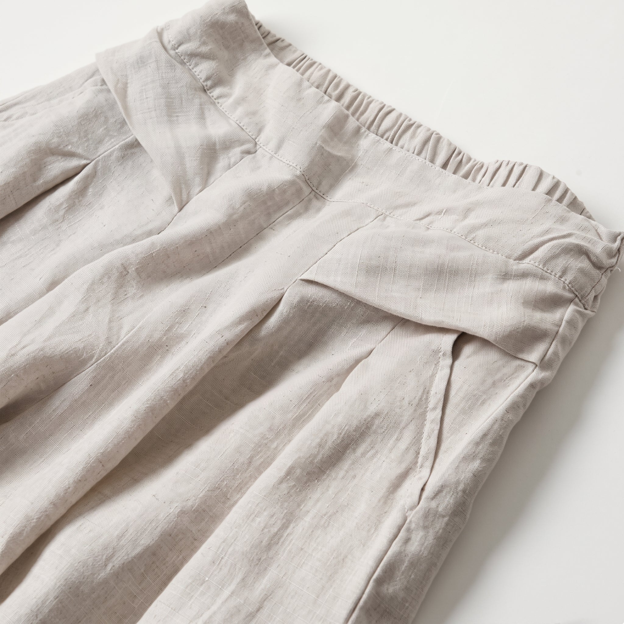Beatrice - Women's Summer High-Waisted Pleated Culottes - Culottes - Beige - Davies & Cooper