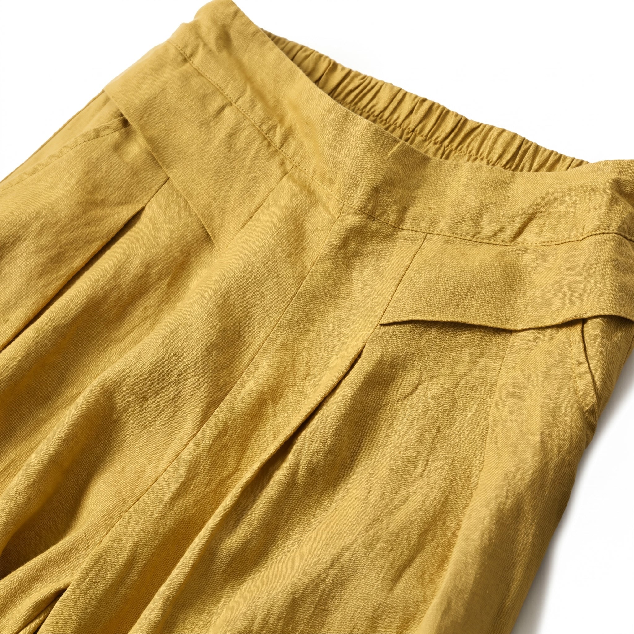 Beatrice - Women's Summer High-Waisted Pleated Culottes - Culottes - Yellow - Davies & Cooper