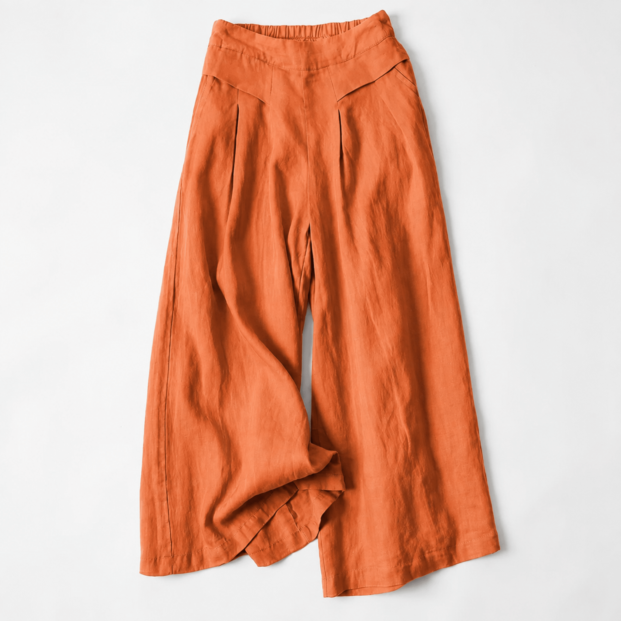 Beatrice - Women's Summer High-Waisted Pleated Culottes - Trousers - Orange - Davies & Cooper