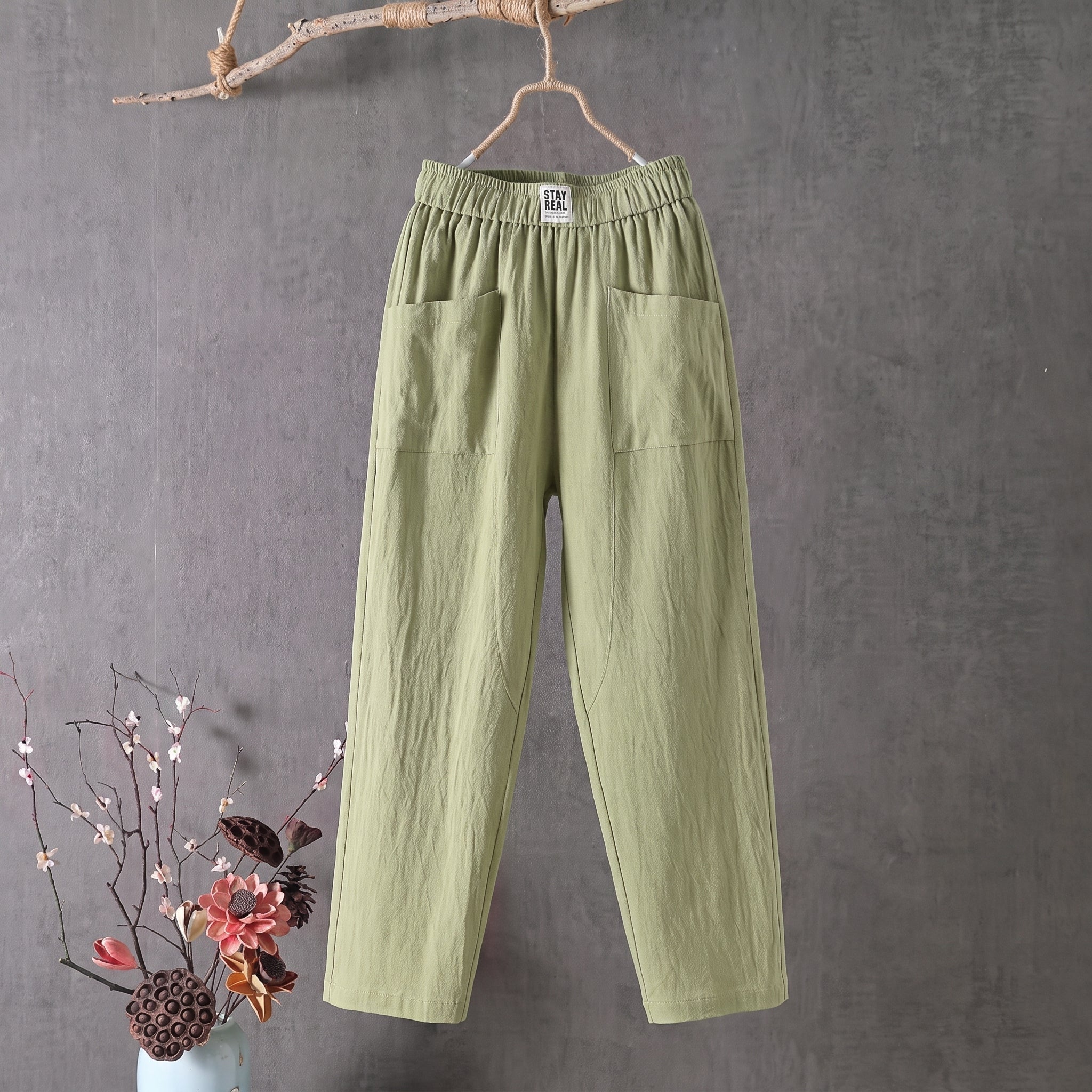 Beatrice – Women's Summer Patch Pocket Tapered Trousers - Trousers - Green - Davies & Cooper