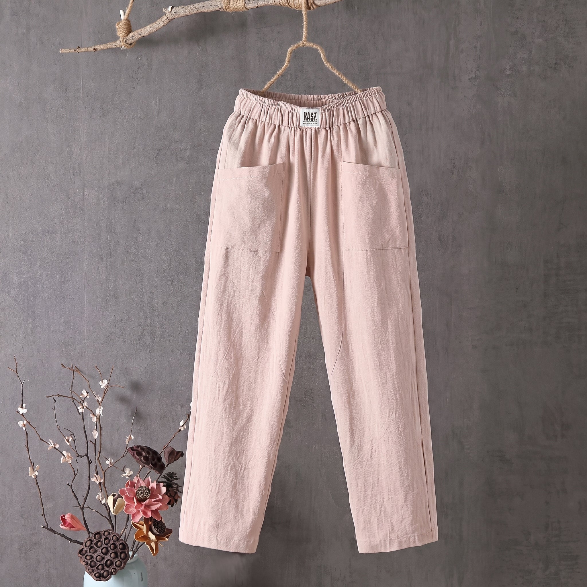 Beatrice – Women's Summer Patch Pocket Tapered Trousers - Trousers - Beige - Davies & Cooper