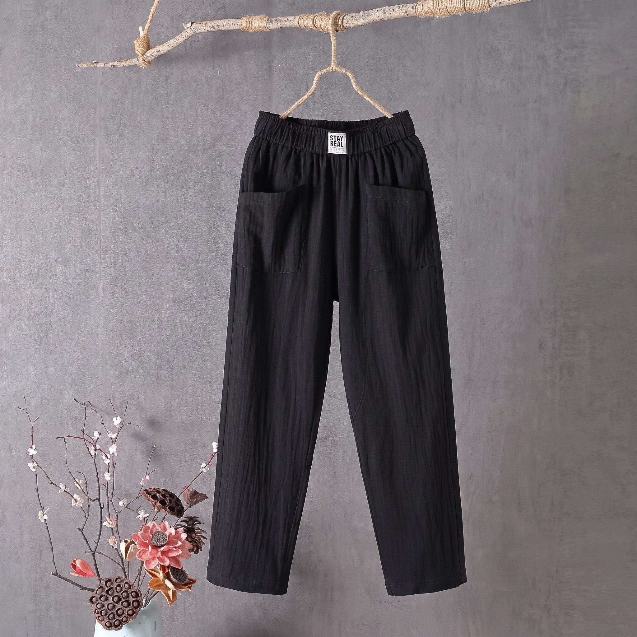 Beatrice – Women's Summer Patch Pocket Tapered Trousers - Trousers - Black - Davies & Cooper