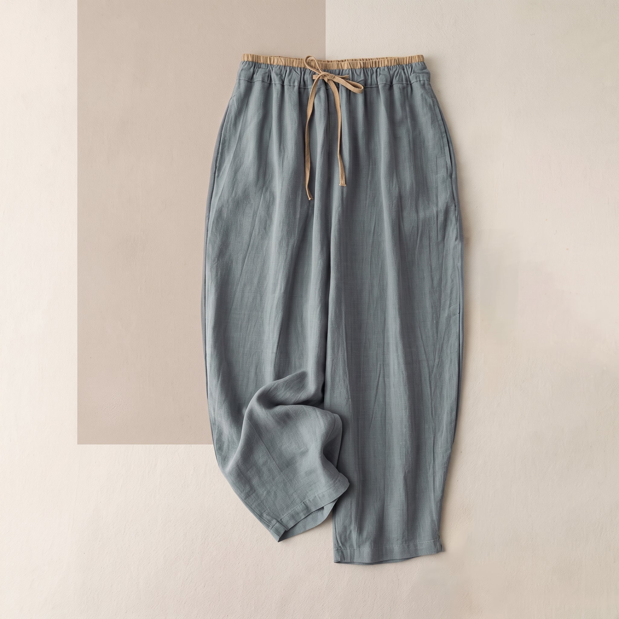 Beatrice - Women's Summer Relaxed Drawstring Waist Trousers - Pants & Trousers - Blue - Davies & Cooper