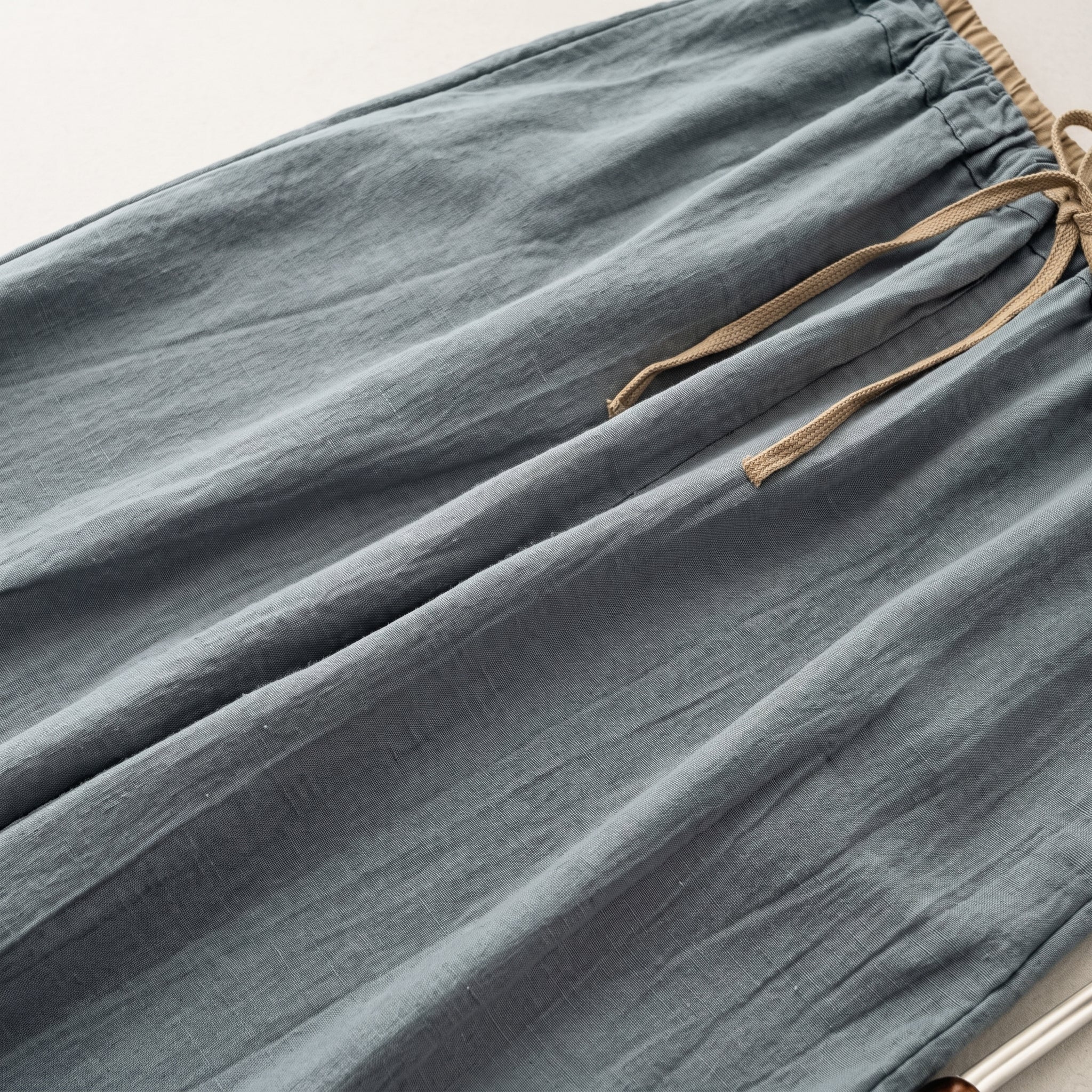 Beatrice - Women's Summer Relaxed Drawstring Waist Trousers - Pants & Trousers - Blue - Davies & Cooper