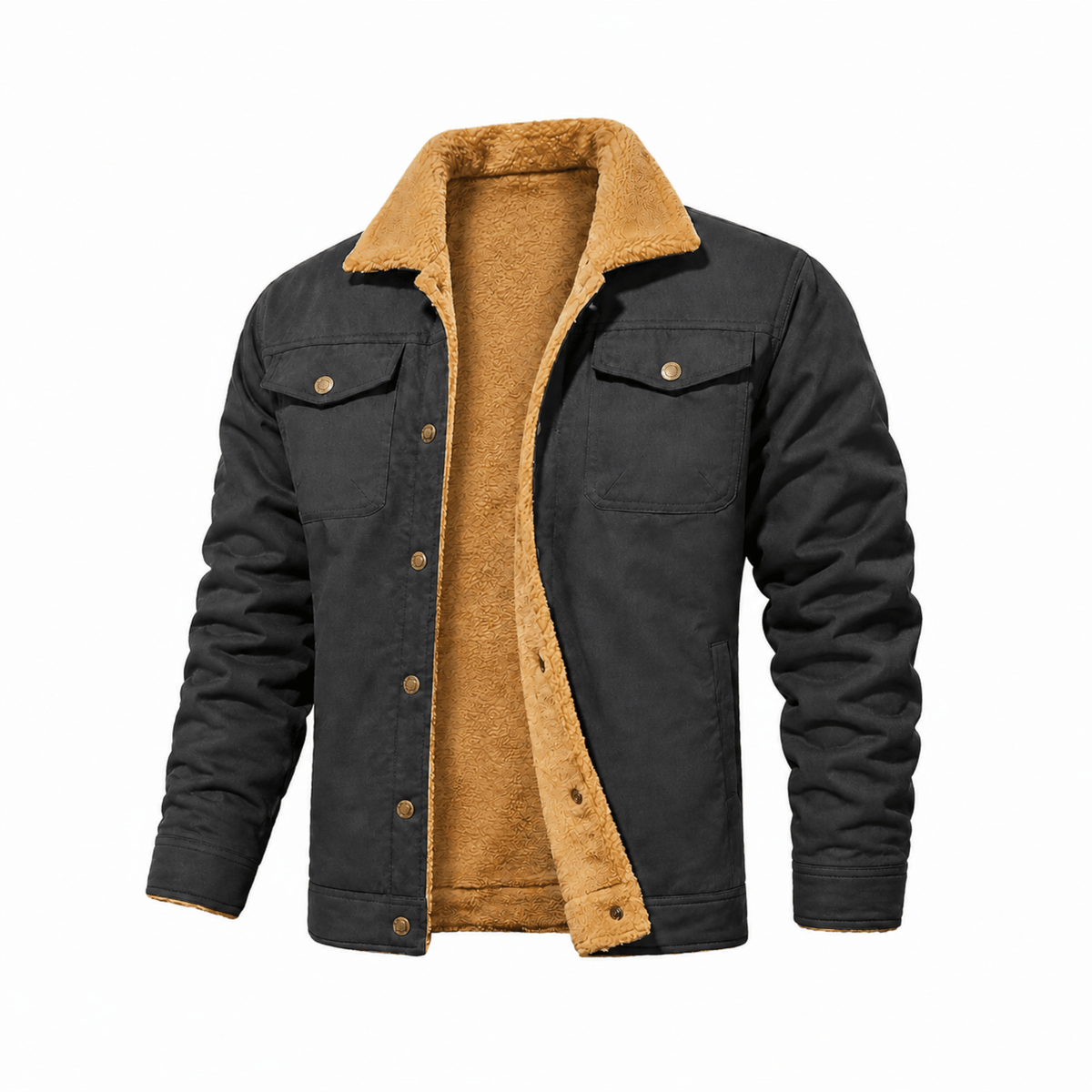 Bryson - Men's Soft Collar Trucker Jacket with Chest Pockets - Trucker Jackets - Dark Grey - Davies & Cooper