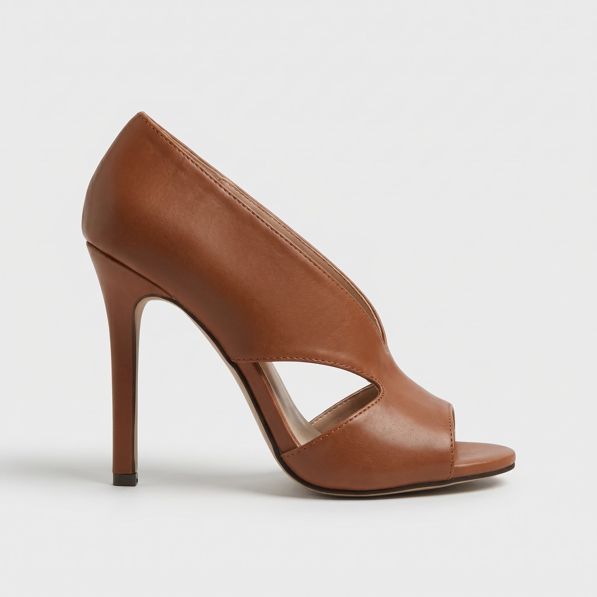 Camille - Women's Peep Toe Stiletto Cut-Out Heel - Heels - Brown - Davies & Cooper
