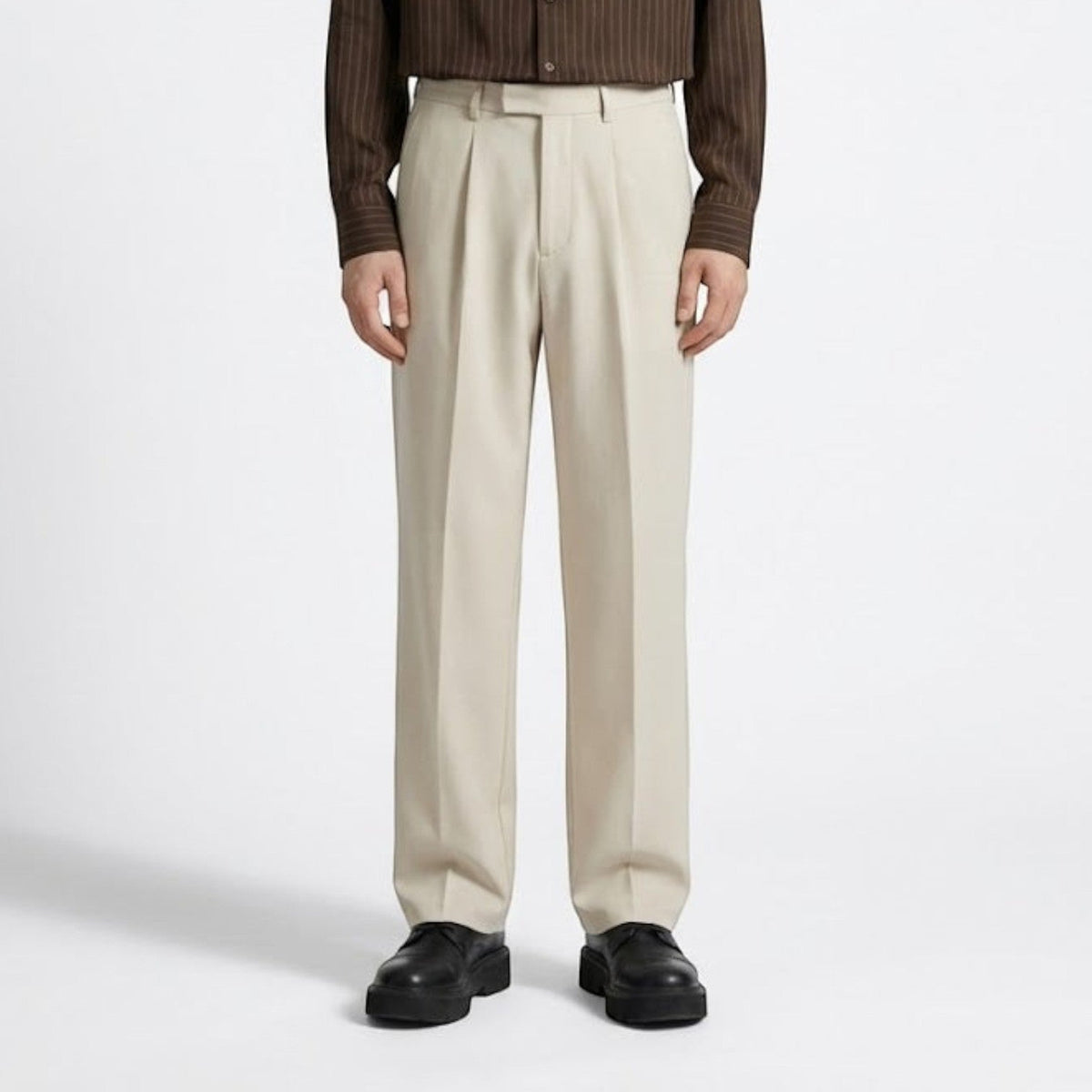 Caspian – Men's Straight-Leg Suit Trousers - Pants - Khaki - Davies & Cooper