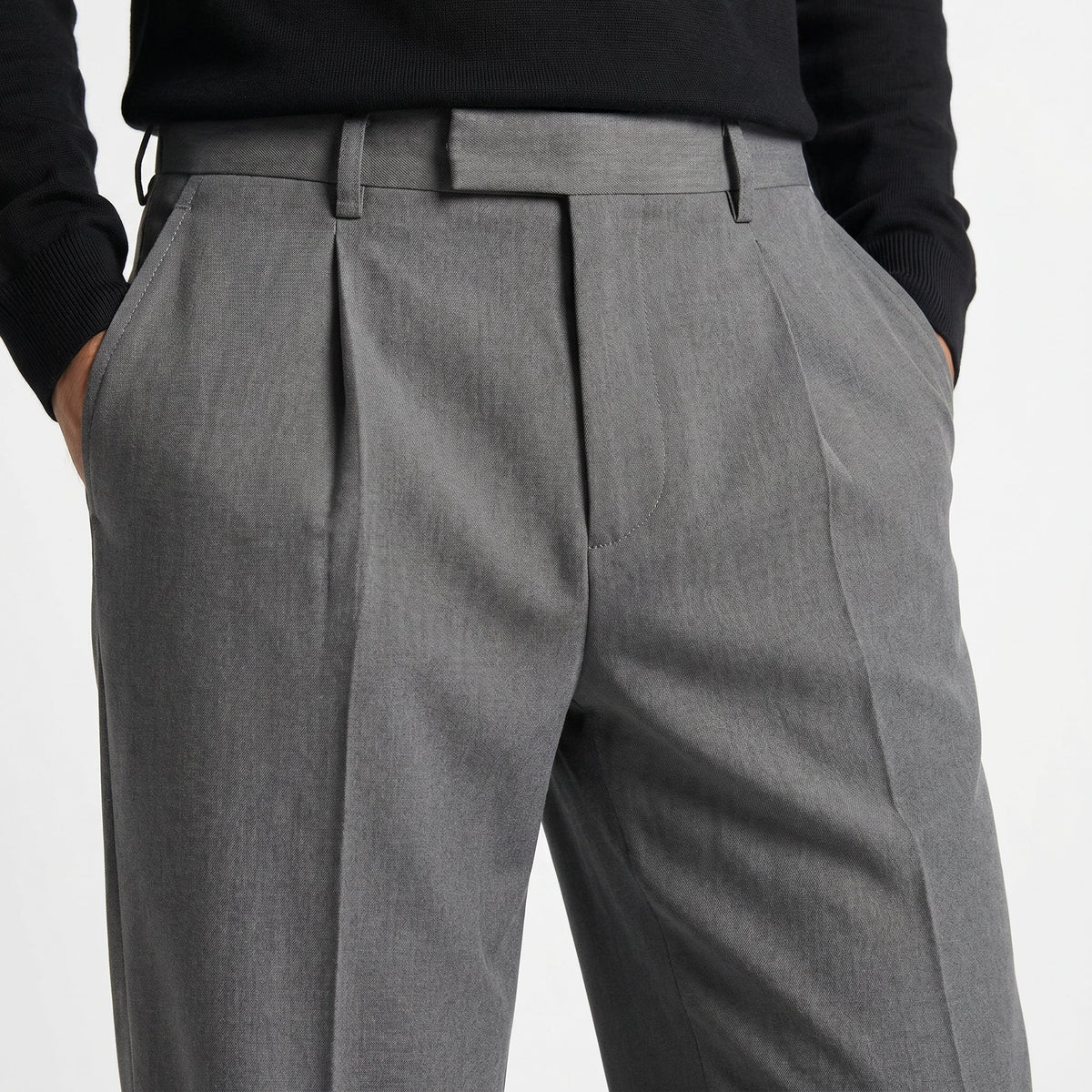 Caspian – Men's Straight-Leg Suit Trousers - Pants - Dark grey - Davies & Cooper
