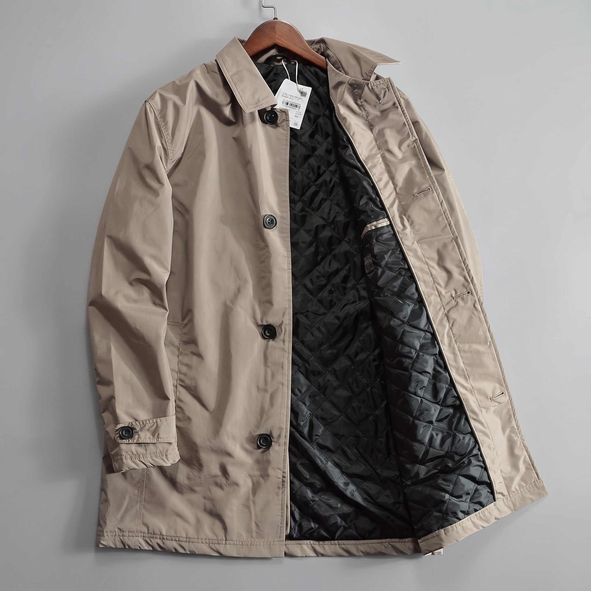 James - Men's Longline Mac Coat with Point Collar and Button Front