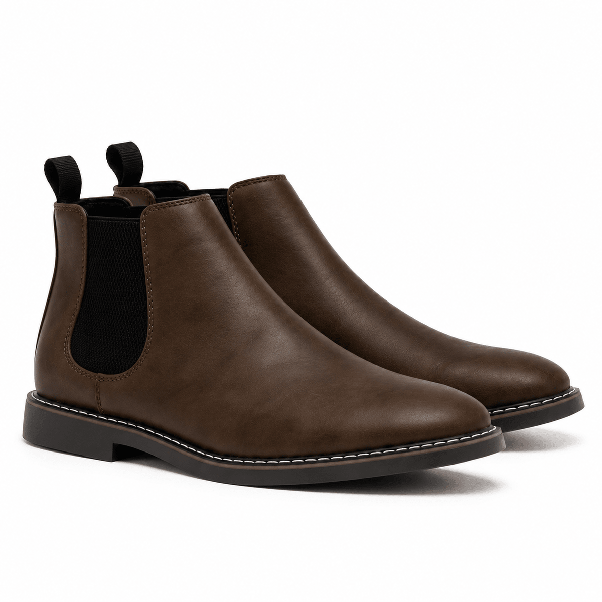 Charlie - Men's Slip-On Chelsea Boots with Stitched Detail - Boots - Black - Davies & Cooper