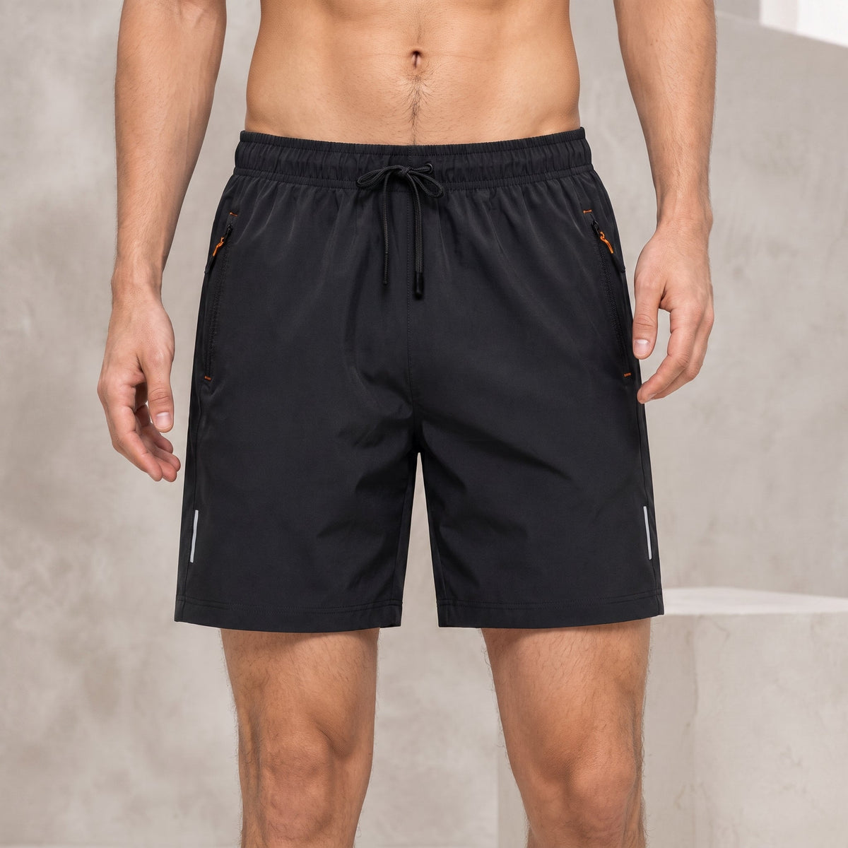 Charlie - Men's Summer Athletic Shorts with Zip Pockets - Shorts - Black - Davies & Cooper