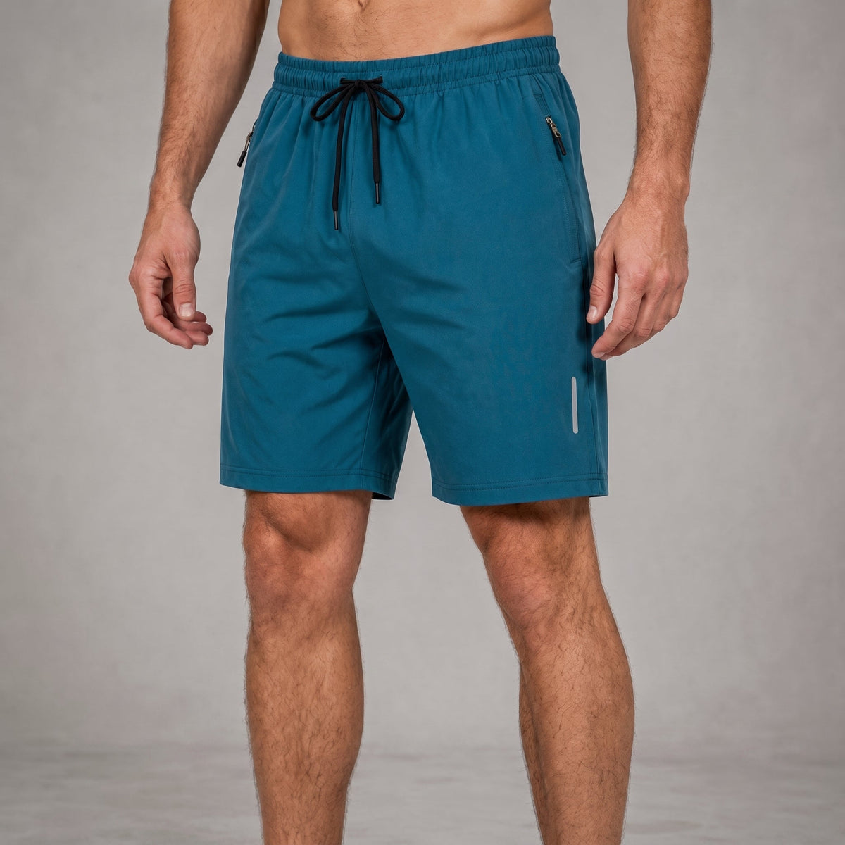 Charlie - Men's Summer Athletic Shorts with Zip Pockets - Shorts - Teal - Davies & Cooper