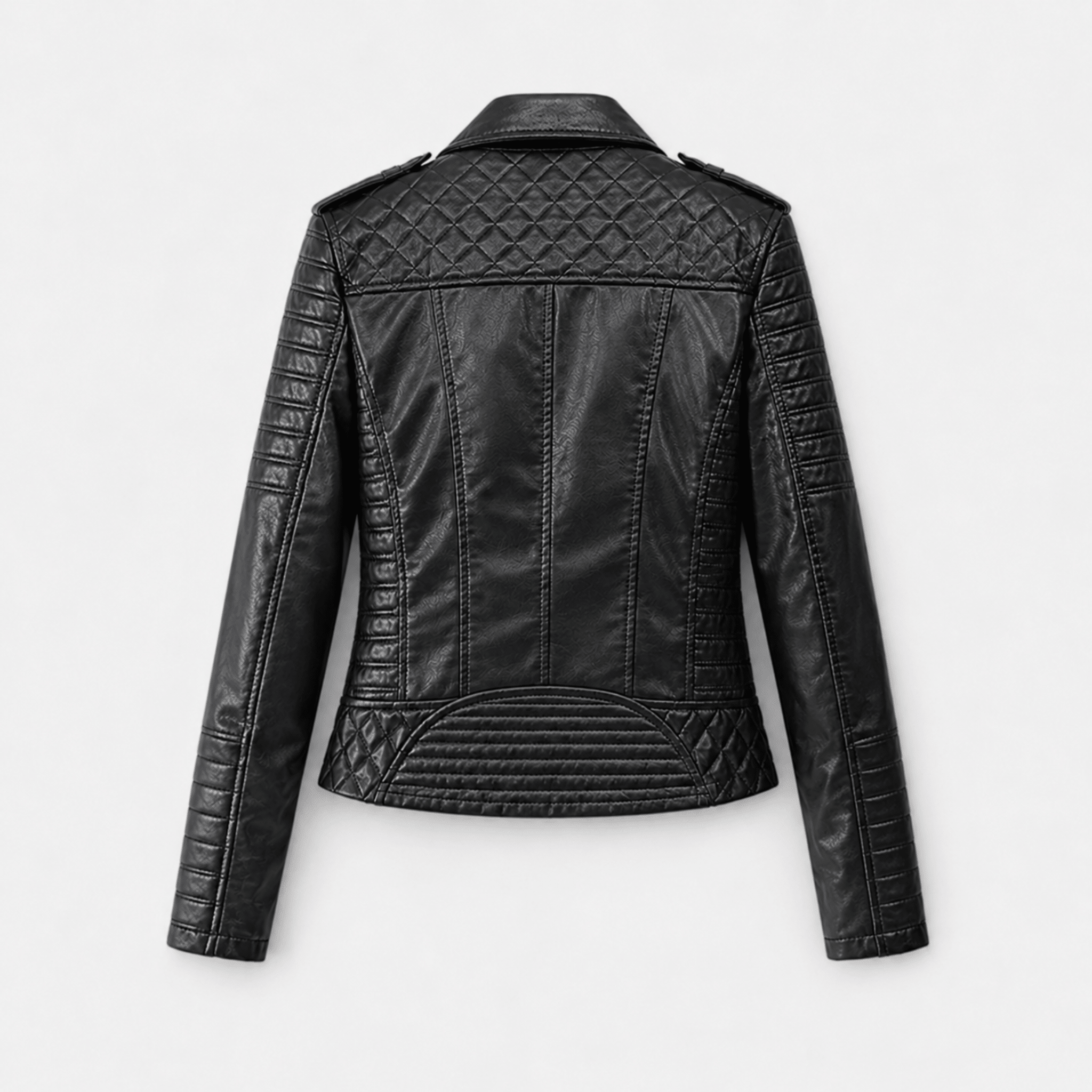 Charlotte - Women's Quilted Biker Jacket with Zip Detailing - Motorcycle Outerwear - Black - Davies & Cooper