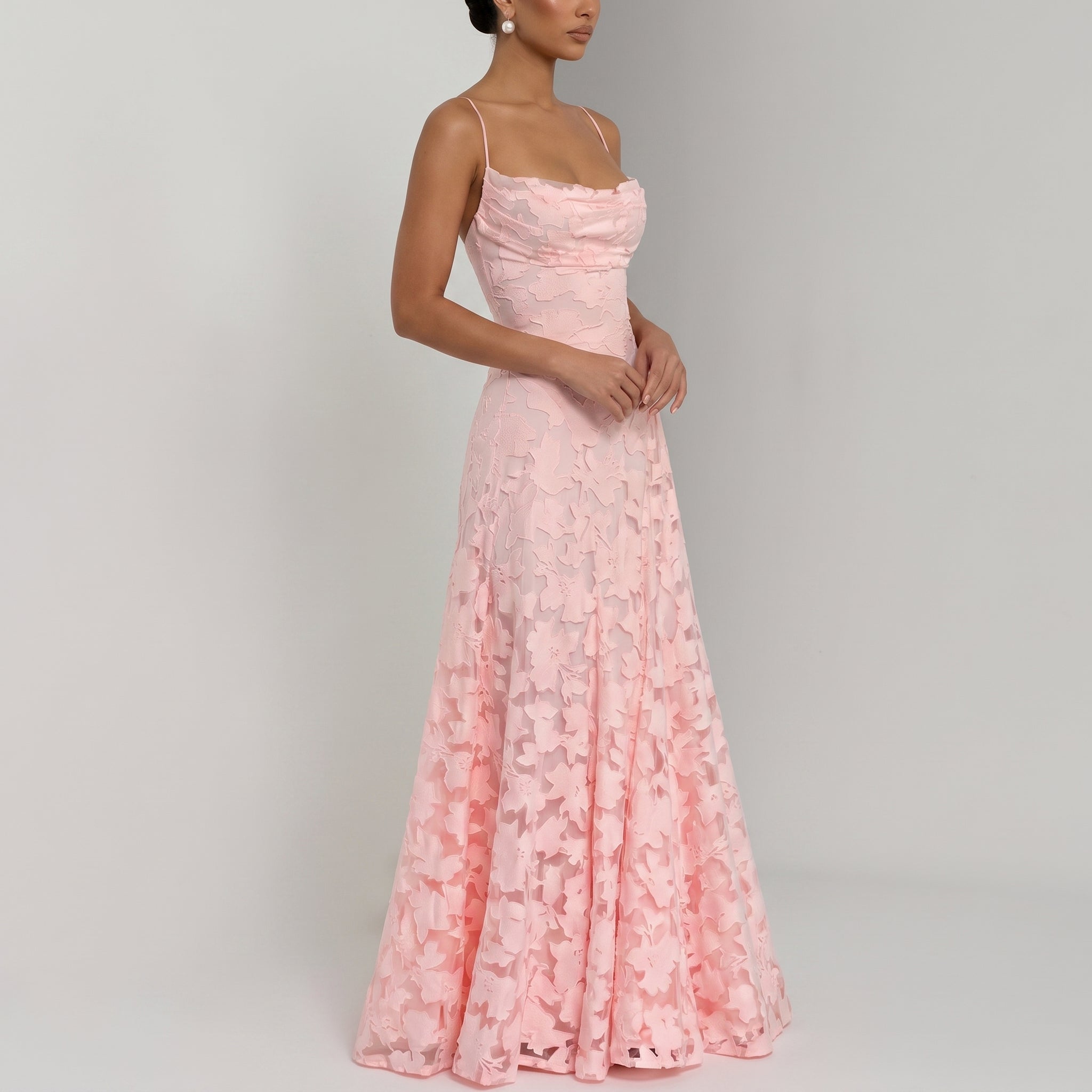 Charlotte - Women's Wedding Guest Spaghetti Strap Maxi Dress - Maxi Dress - Pink - Davies & Cooper