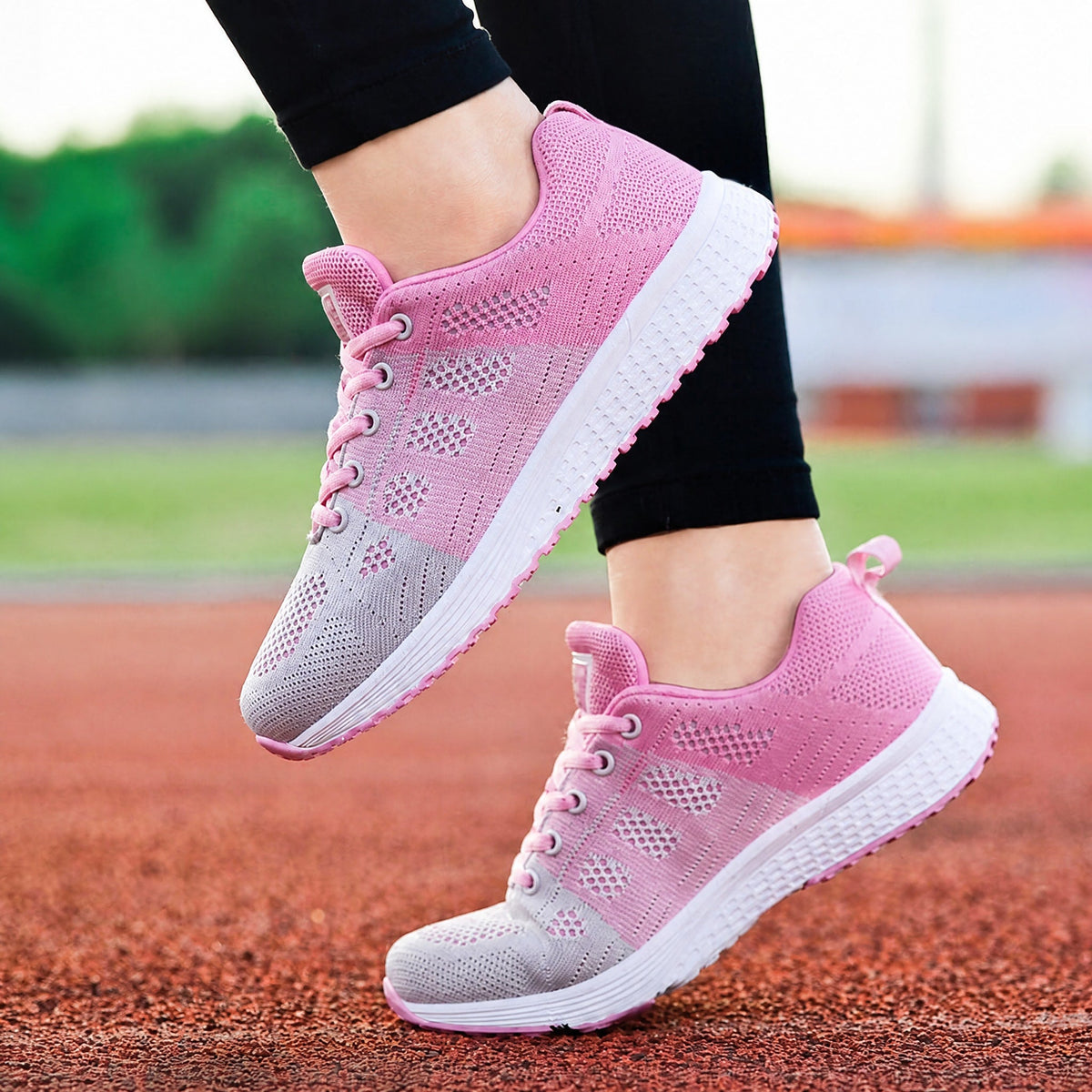 Chloe - Women's Lightweight Low-Top Lace-Up Trainers - Sneakers - Pink - Davies & Cooper
