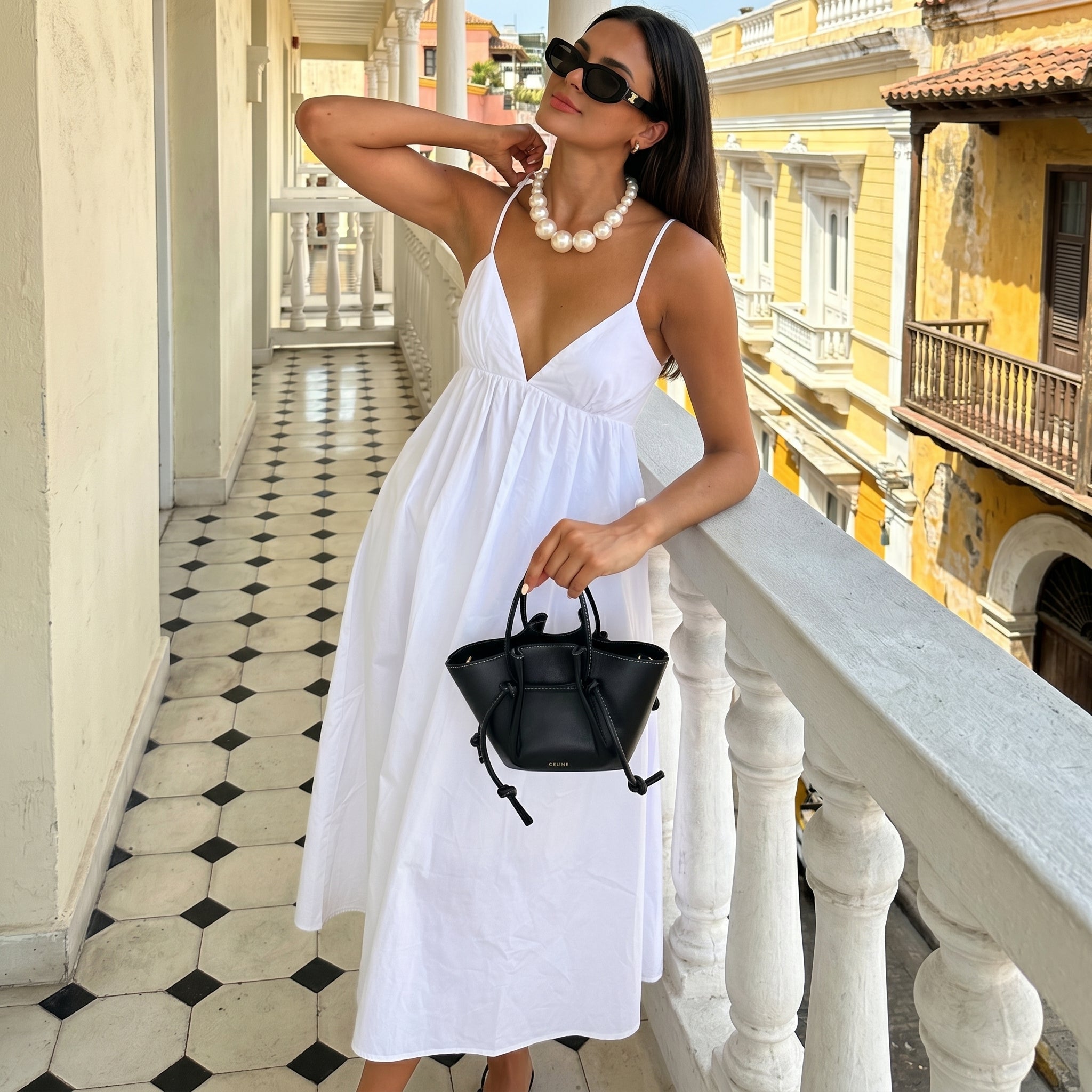 Clara - Women's Summer Backless Midi Dress - Dresses - White - Davies & Cooper