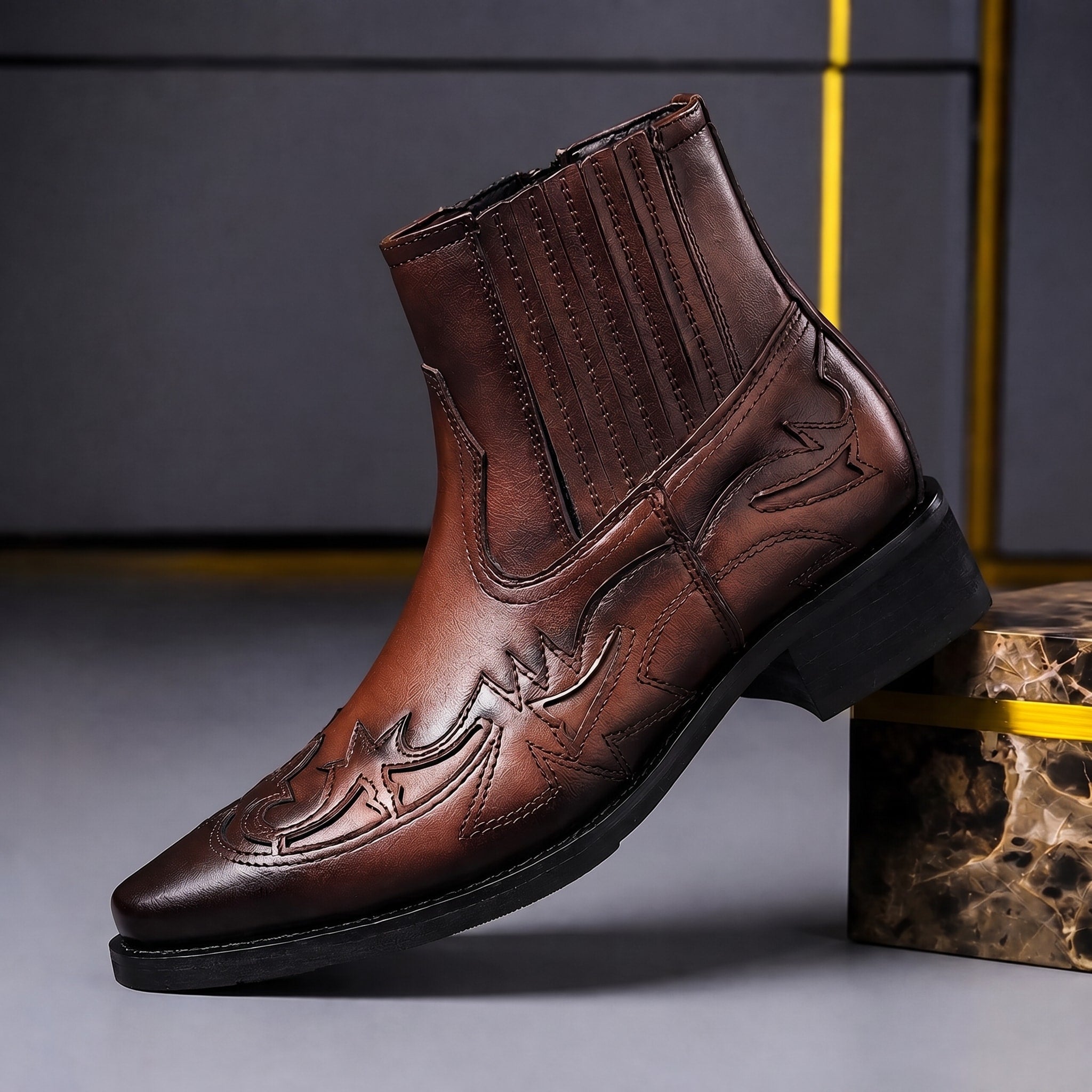 Jack - Men's Western Stitched Pointed Toe Chelsea Boots
