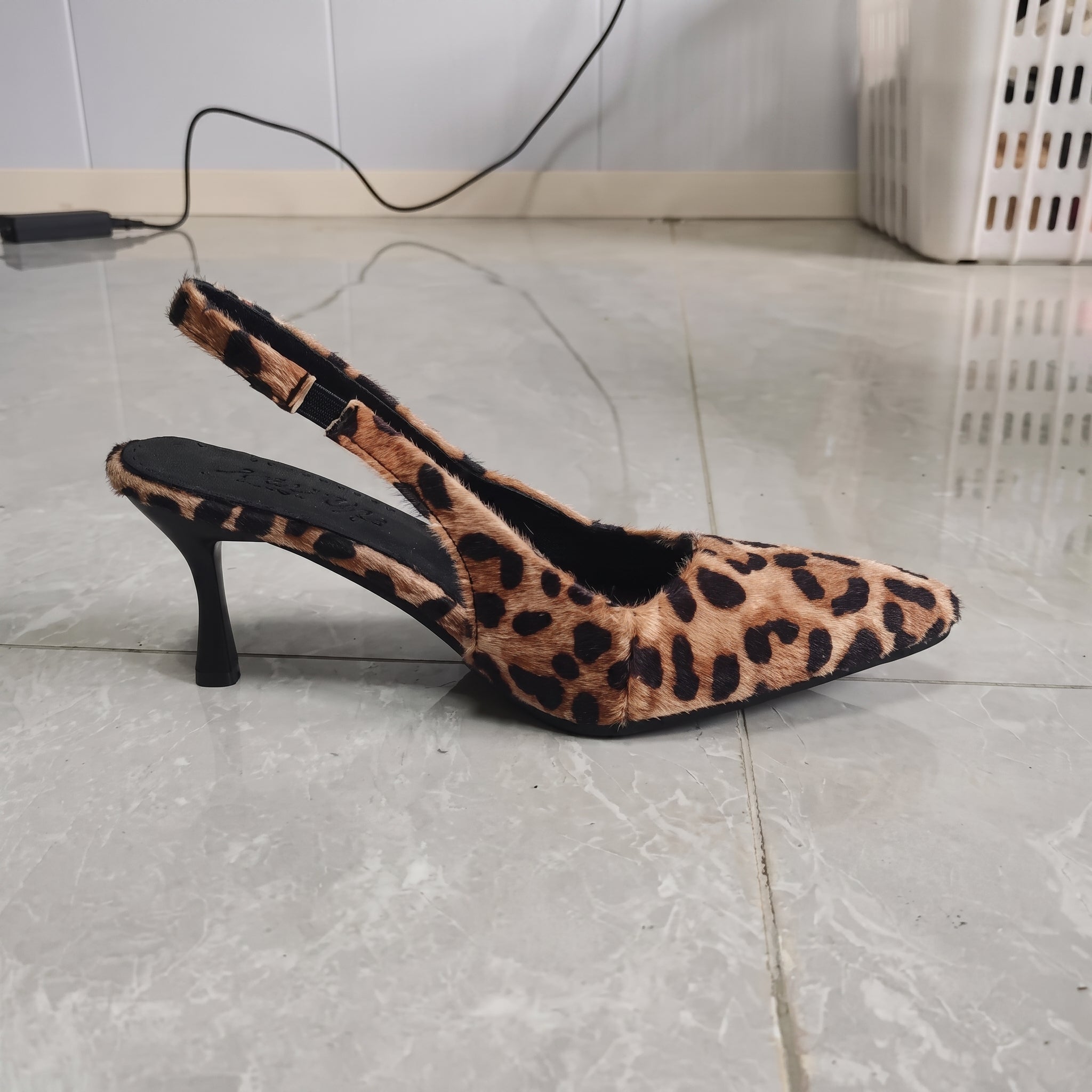 Daisy – Women's Leopard Print Stiletto Heel Slingback Pumps - Heels - Brown - Davies & Cooper