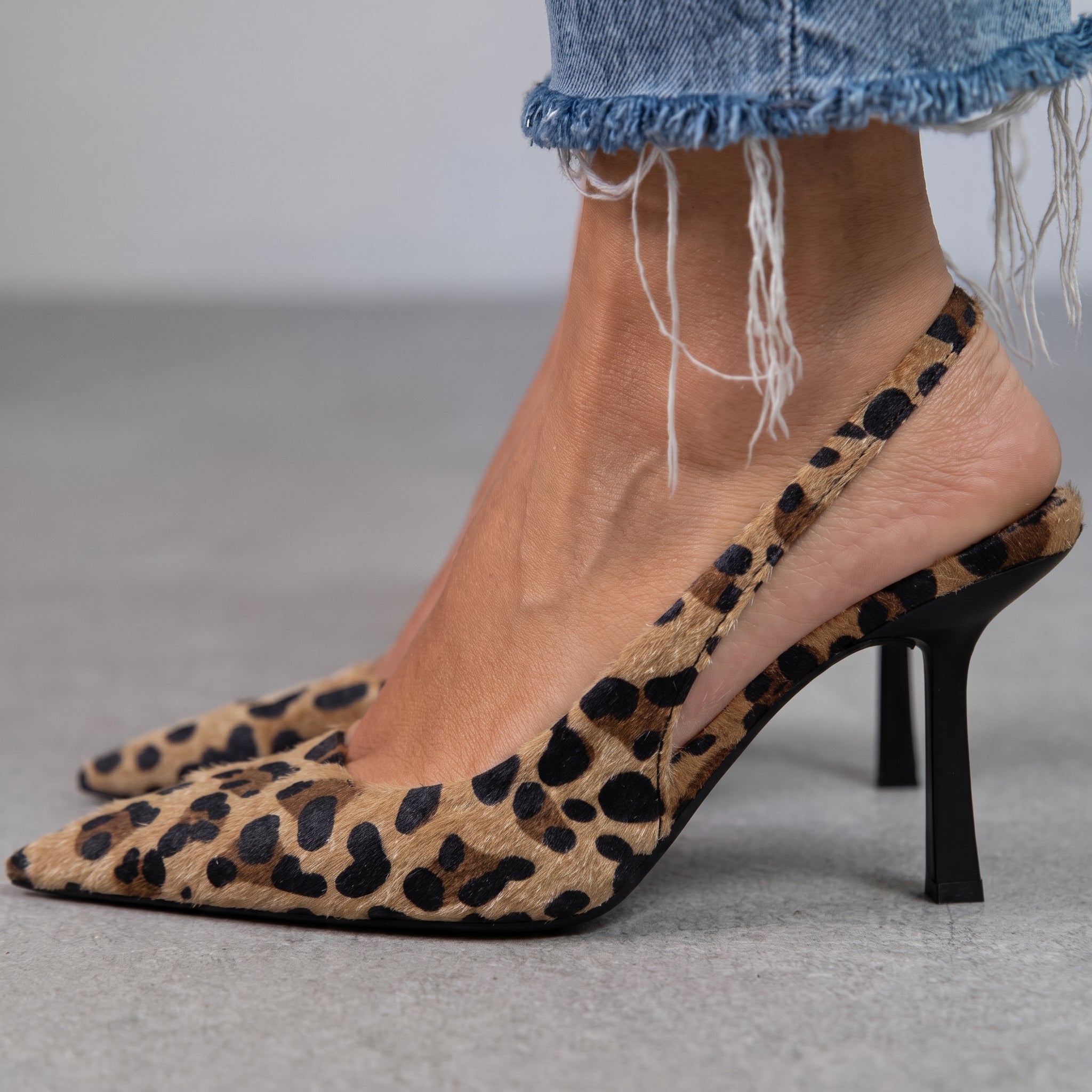 Daisy – Women's Leopard Print Stiletto Heel Slingback Pumps - Heels - Brown - Davies & Cooper