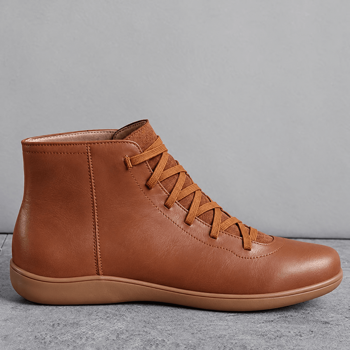 Daisy - Women's Orthopaedic Lace-Up Ankle Boots with Zip Closure - Boots - Brown - Davies & Cooper