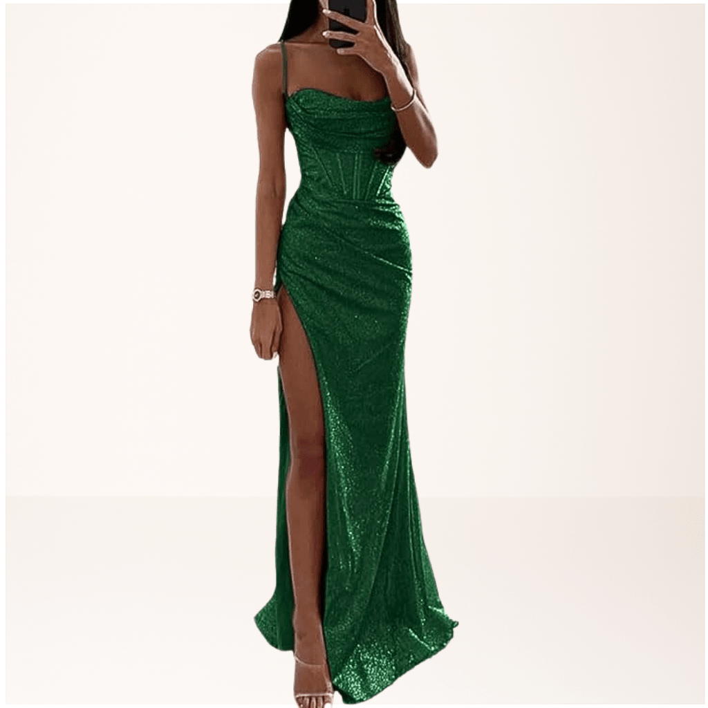 Sofia - Women's Evening Spaghetti Strap Sequin Maxi Dress