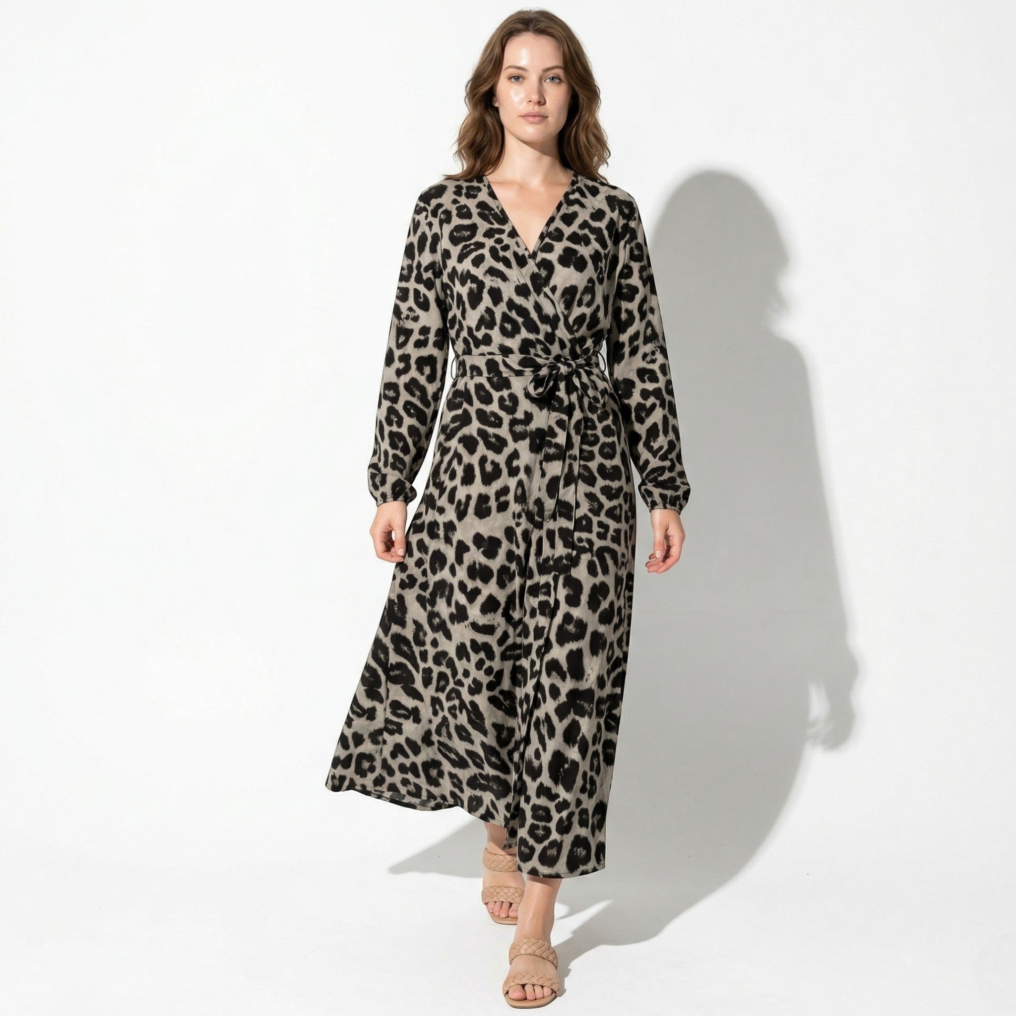 Diana – Women's Casual Wrap Printed Maxi Dress - Maxi Dress - Black - Davies & Cooper
