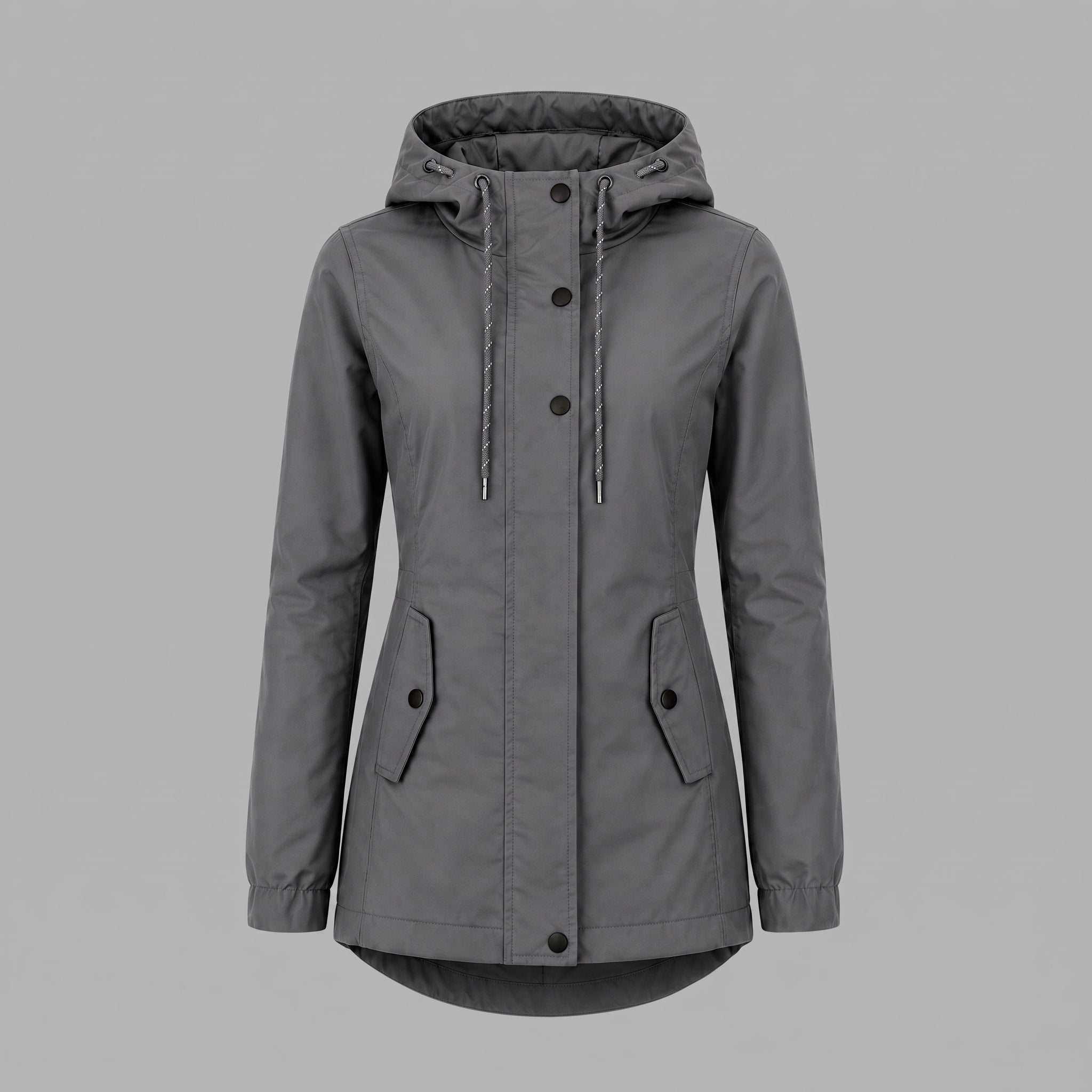 Teresa - Women's Hooded Jacket with Fitted Waist and Snap Button Front
