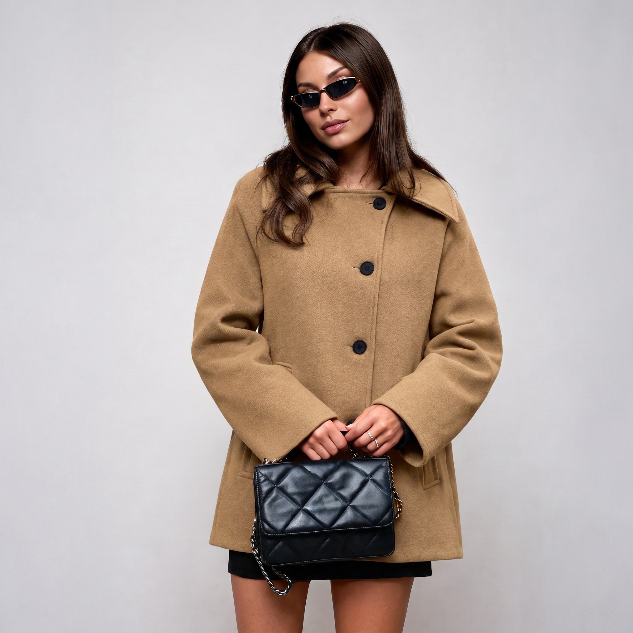 Isla - Women's Oversized Wool-Look Coat with Dropped Shoulder