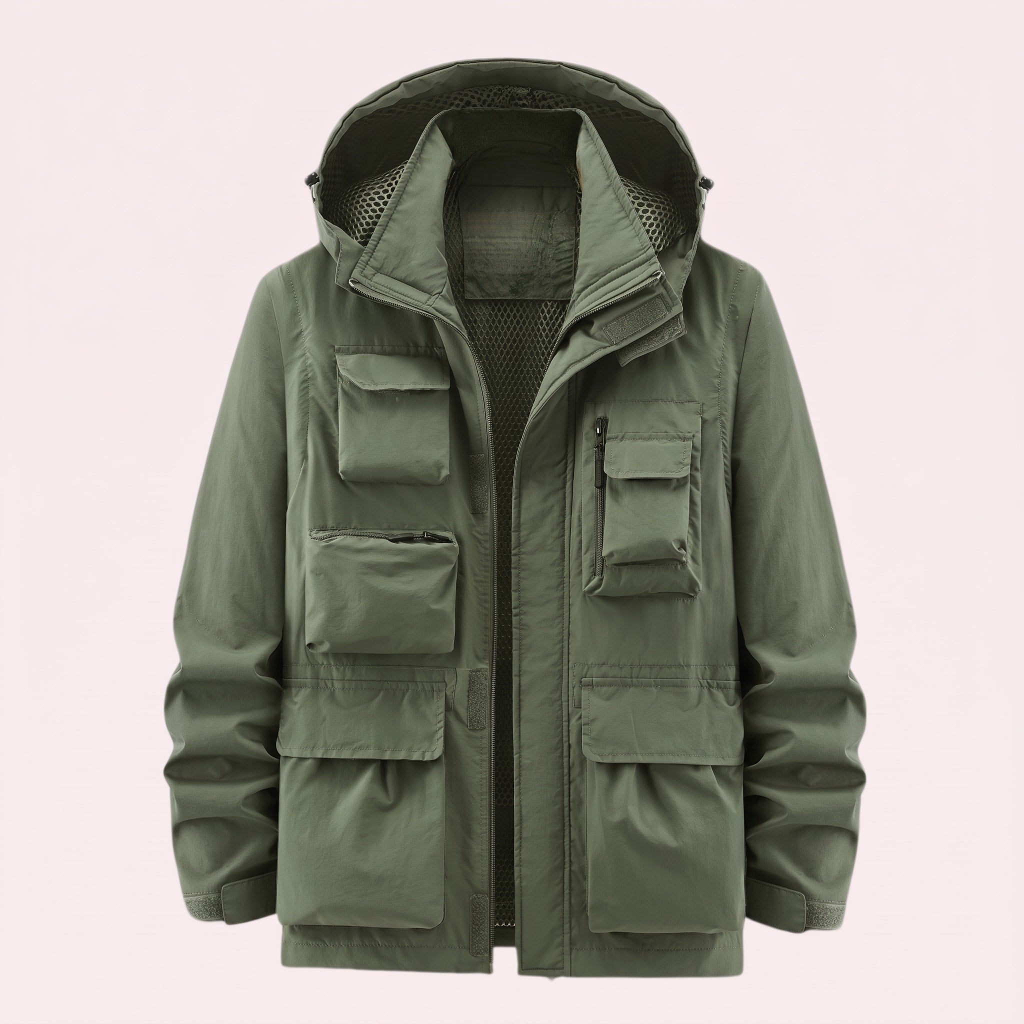 Marcus - Men's Multi-Pocket Hooded Utility Jacket with Transitional Fit