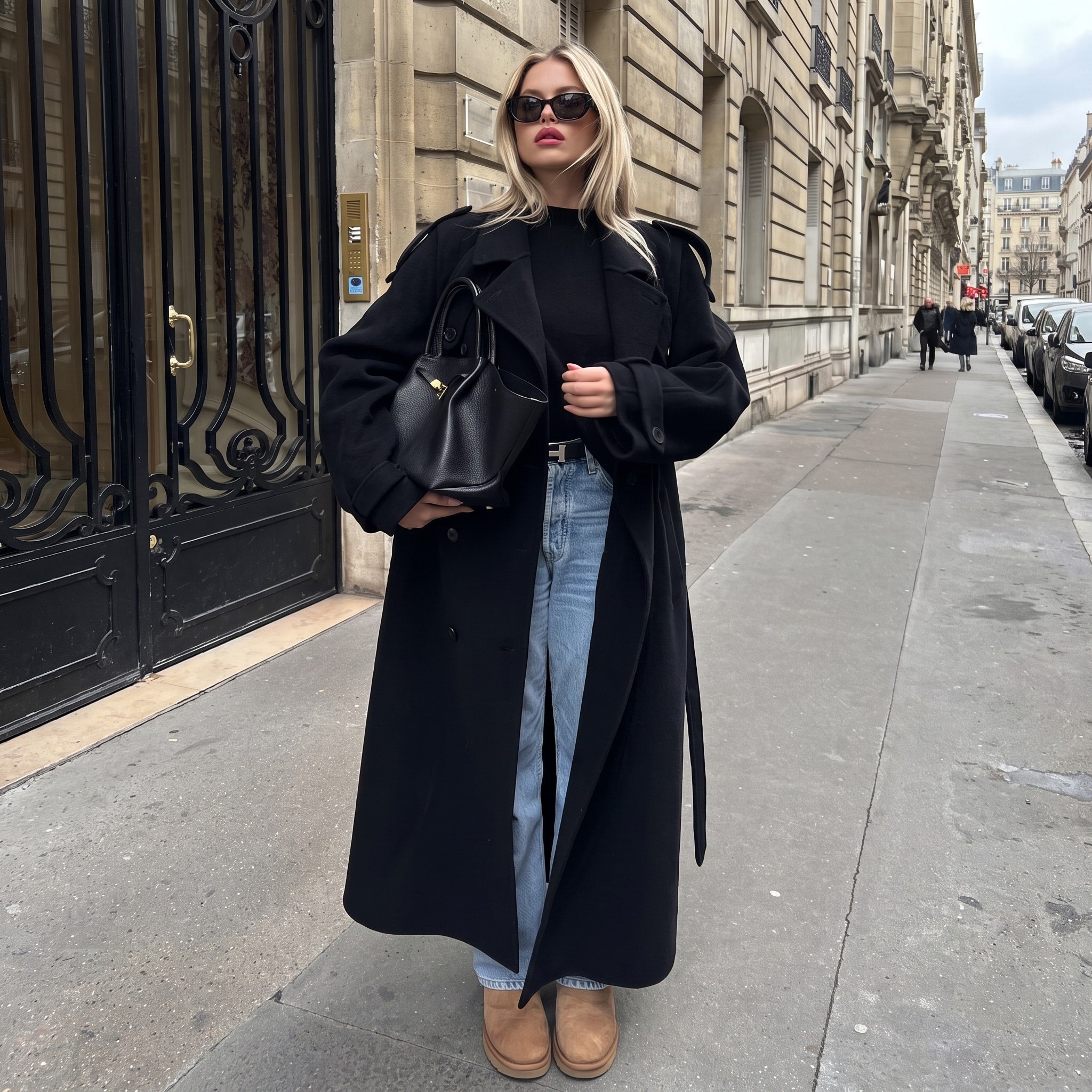 Sophie - Women's Oversized Longline Trench Coat with Belted Waist
