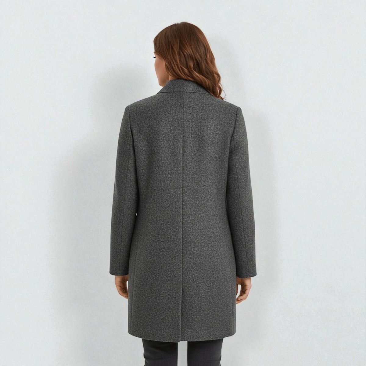 Elara – Women's Coat with Stand-Up Collar and Pockets - Coats - Grey - Davies & Cooper