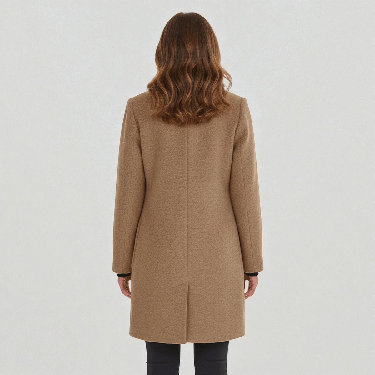 Elara – Women's Coat with Stand-Up Collar and Pockets - Coats - Khaki - Davies & Cooper