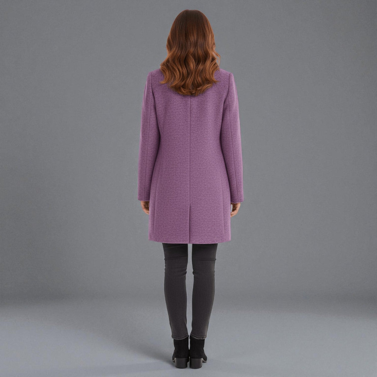 Elara – Women's Coat with Stand-Up Collar and Pockets - Coats - Purple - Davies & Cooper