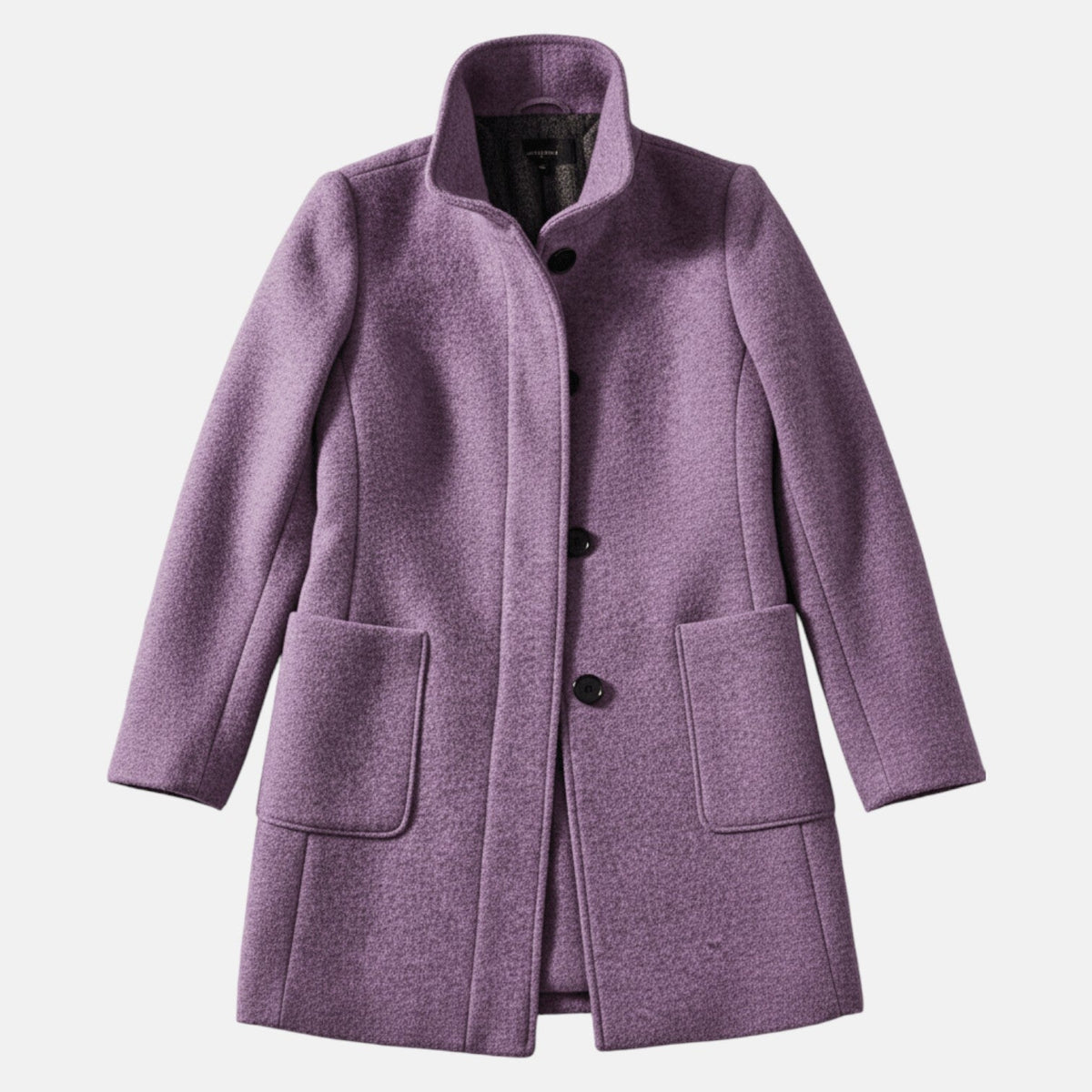 Elara – Women's Coat with Stand-Up Collar and Pockets - Coats - Purple - Davies & Cooper