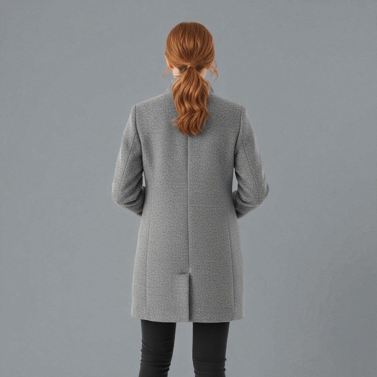 Elara – Women's Coat with Stand-Up Collar and Pockets - Coats - Light Grey - Davies & Cooper
