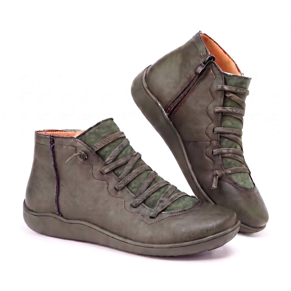 Eliza - Women's Orthopaedic Lace-Up Ankle Boots with Comfort Sole - Boots - Green - Davies & Cooper