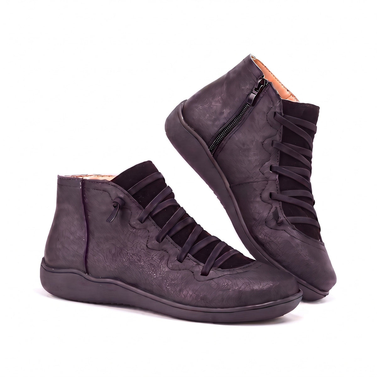 Eliza - Women's Orthopaedic Lace-Up Ankle Boots with Comfort Sole - Boots - Black - Davies & Cooper