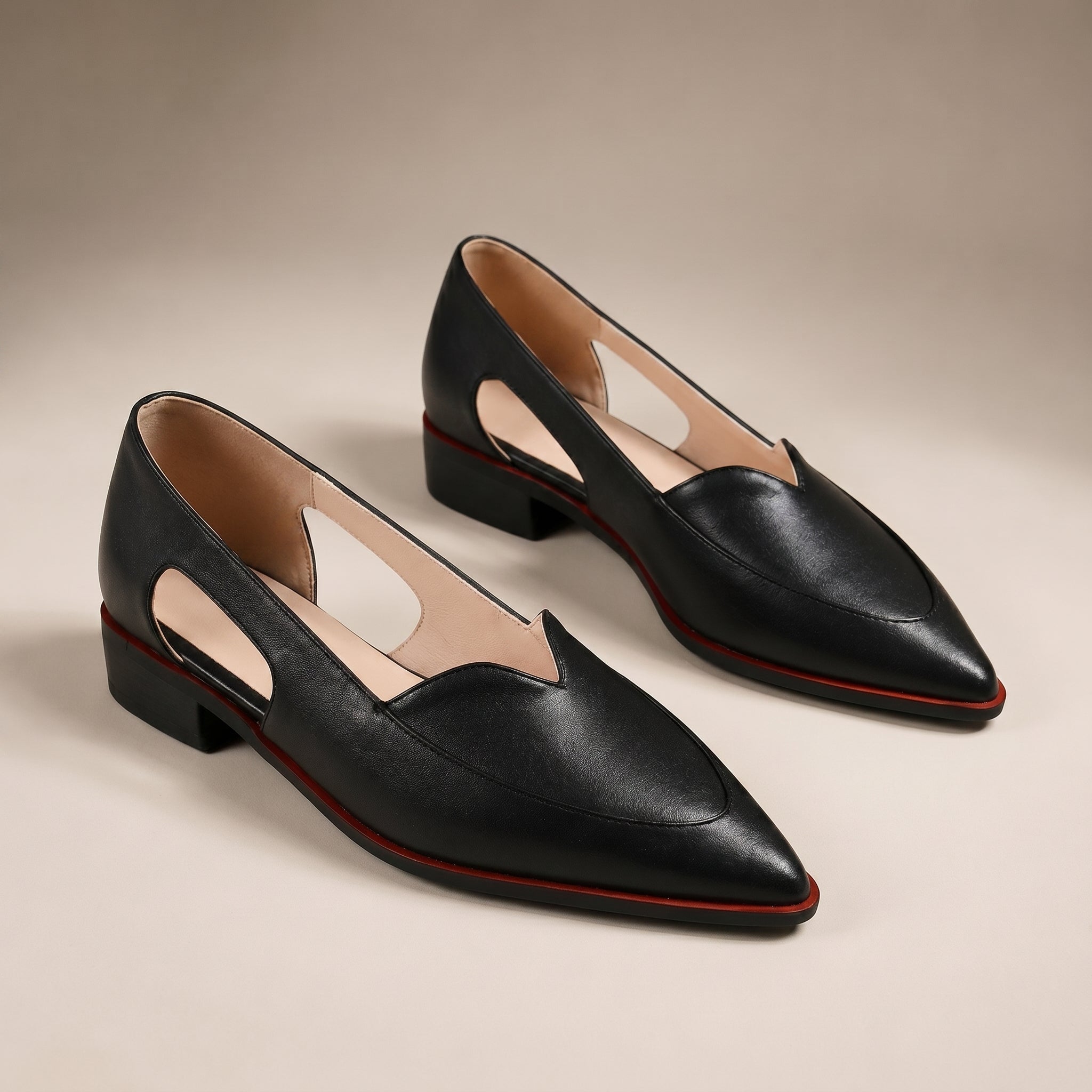 Eliza - Women's Pointed Toe Cut-Out Block Heel Sandal - Shoes - Black - Davies & Cooper