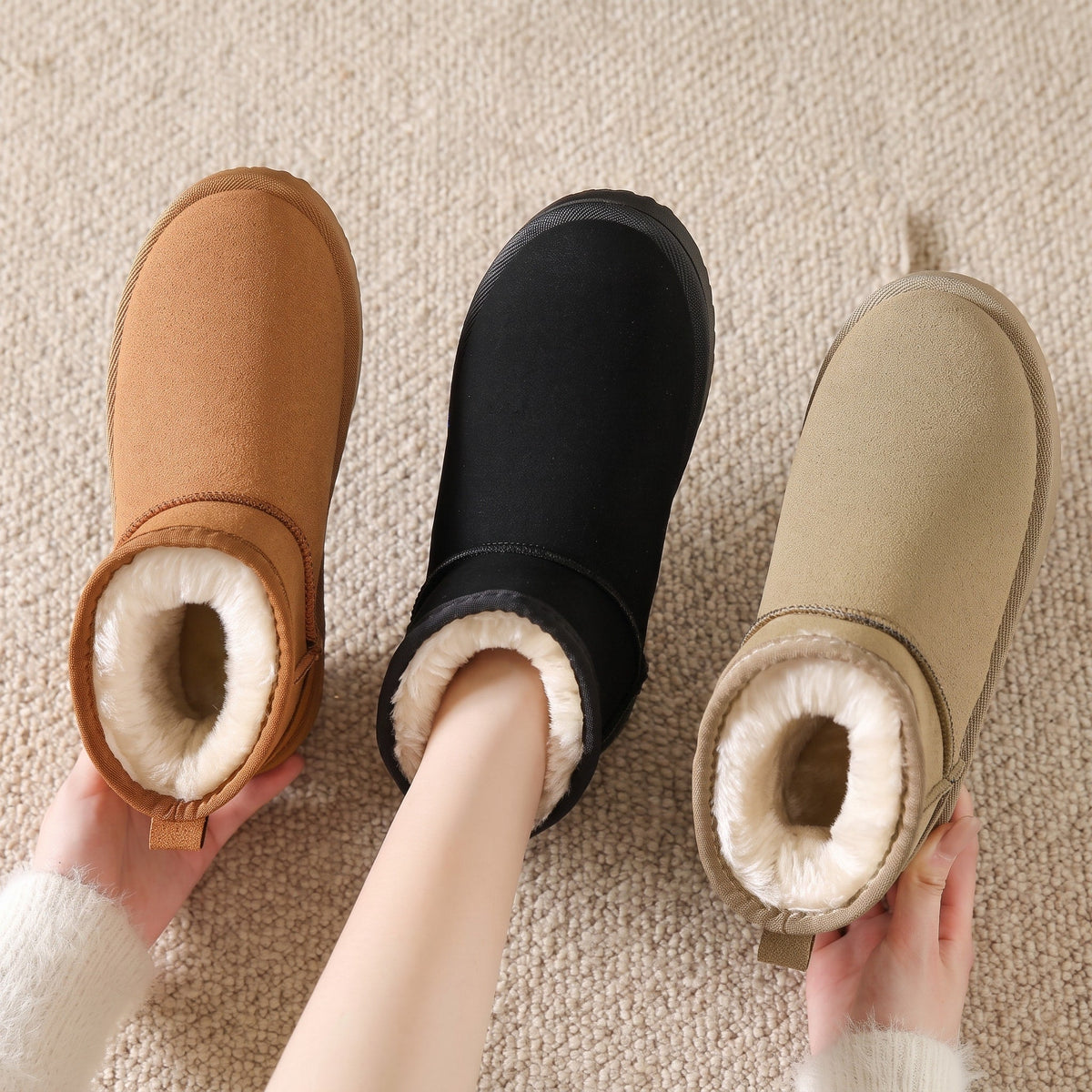 Emily - Women's Ankle Boots with Faux Fur Lining and Cushioned Sole - Boots - Brown - Davies & Cooper