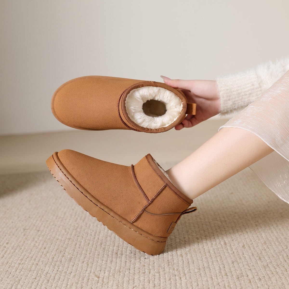 Emily - Women's Ankle Boots with Faux Fur Lining and Cushioned Sole - Boots - Brown - Davies & Cooper
